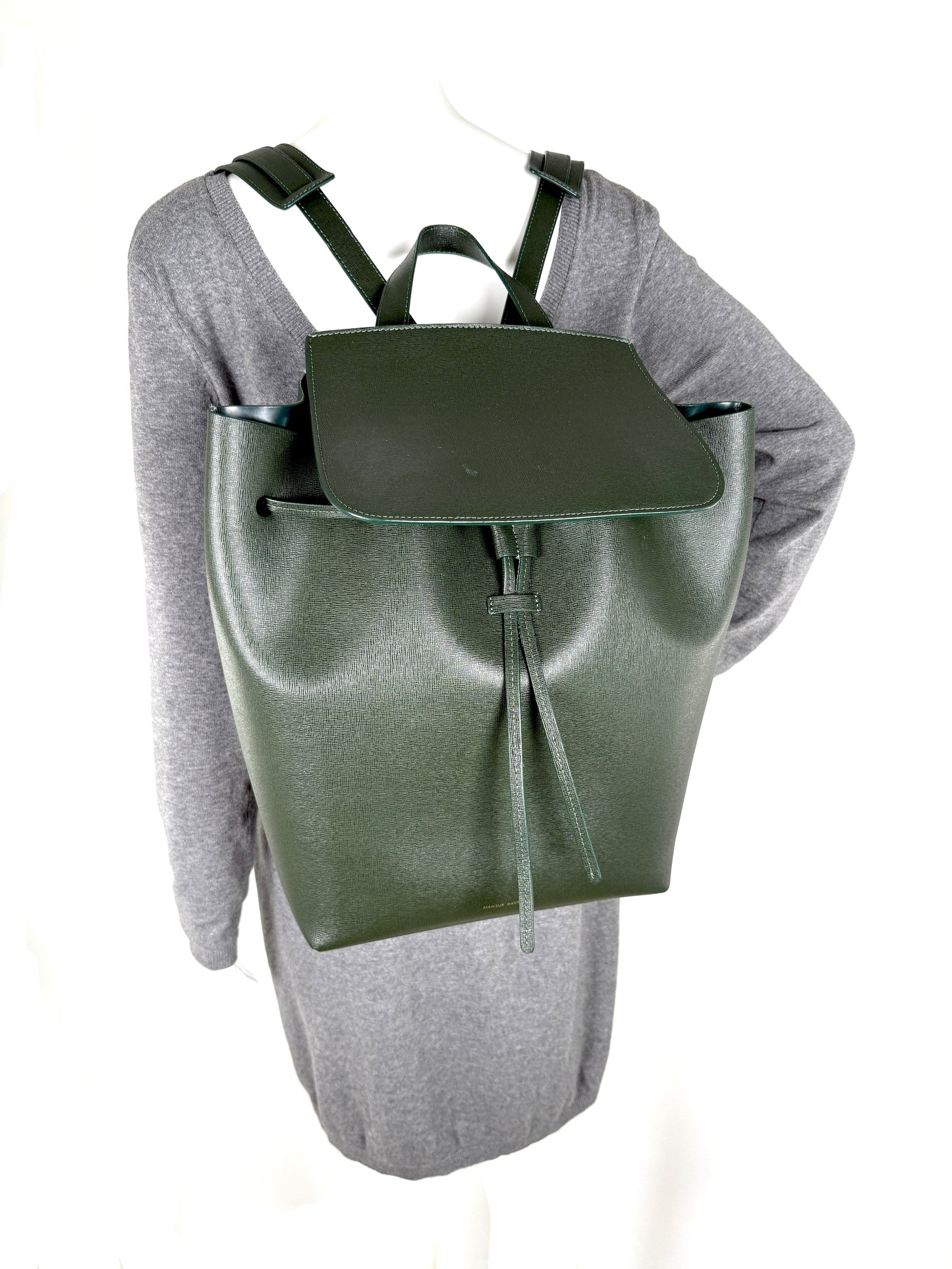 Mansur Gavriel Classic Dark Green Leather Backpack Bag