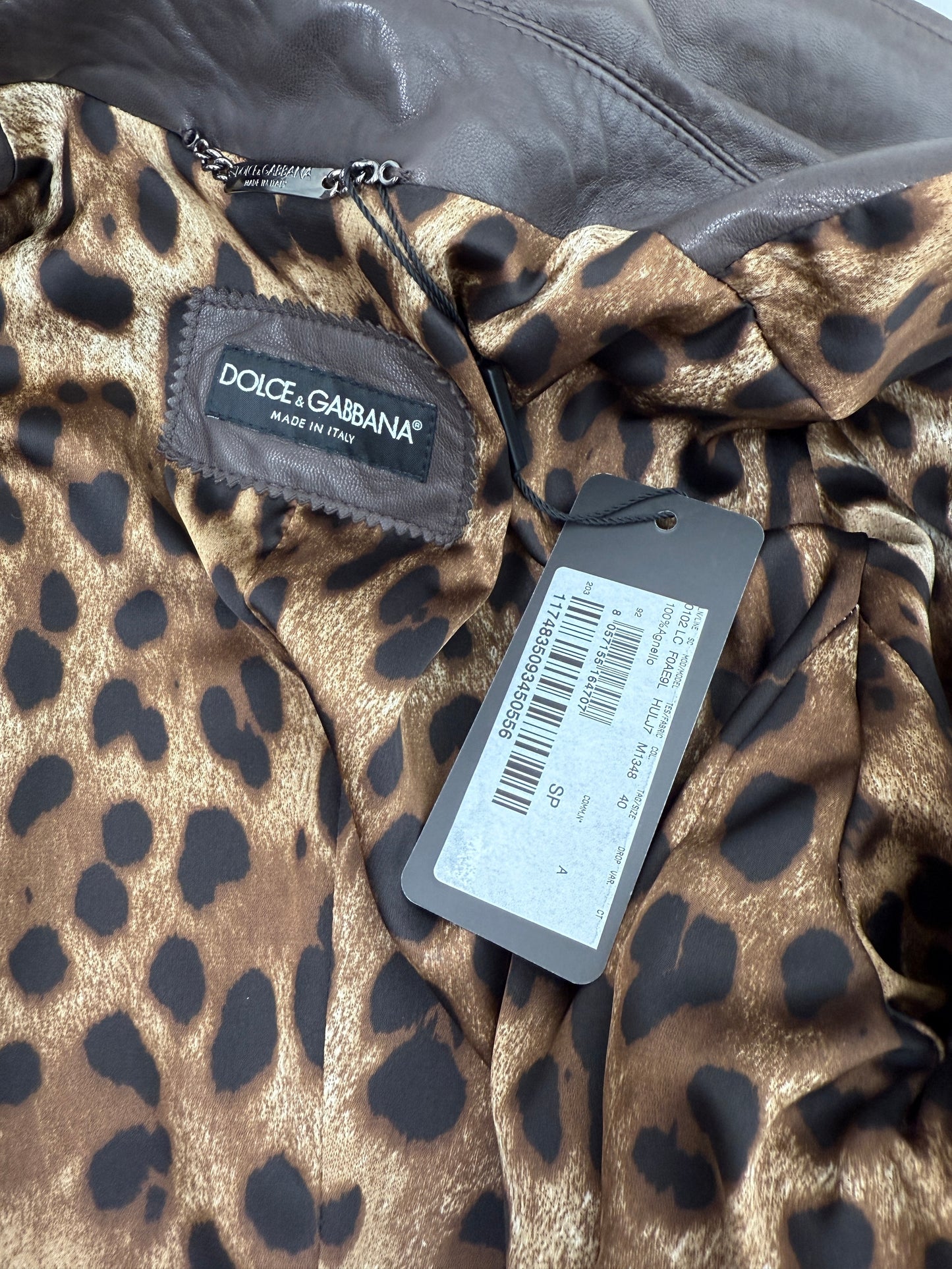 NWT Dolce & Gabbana Brown Long Collared Belted Long Leather Coat Jacket 40 4
