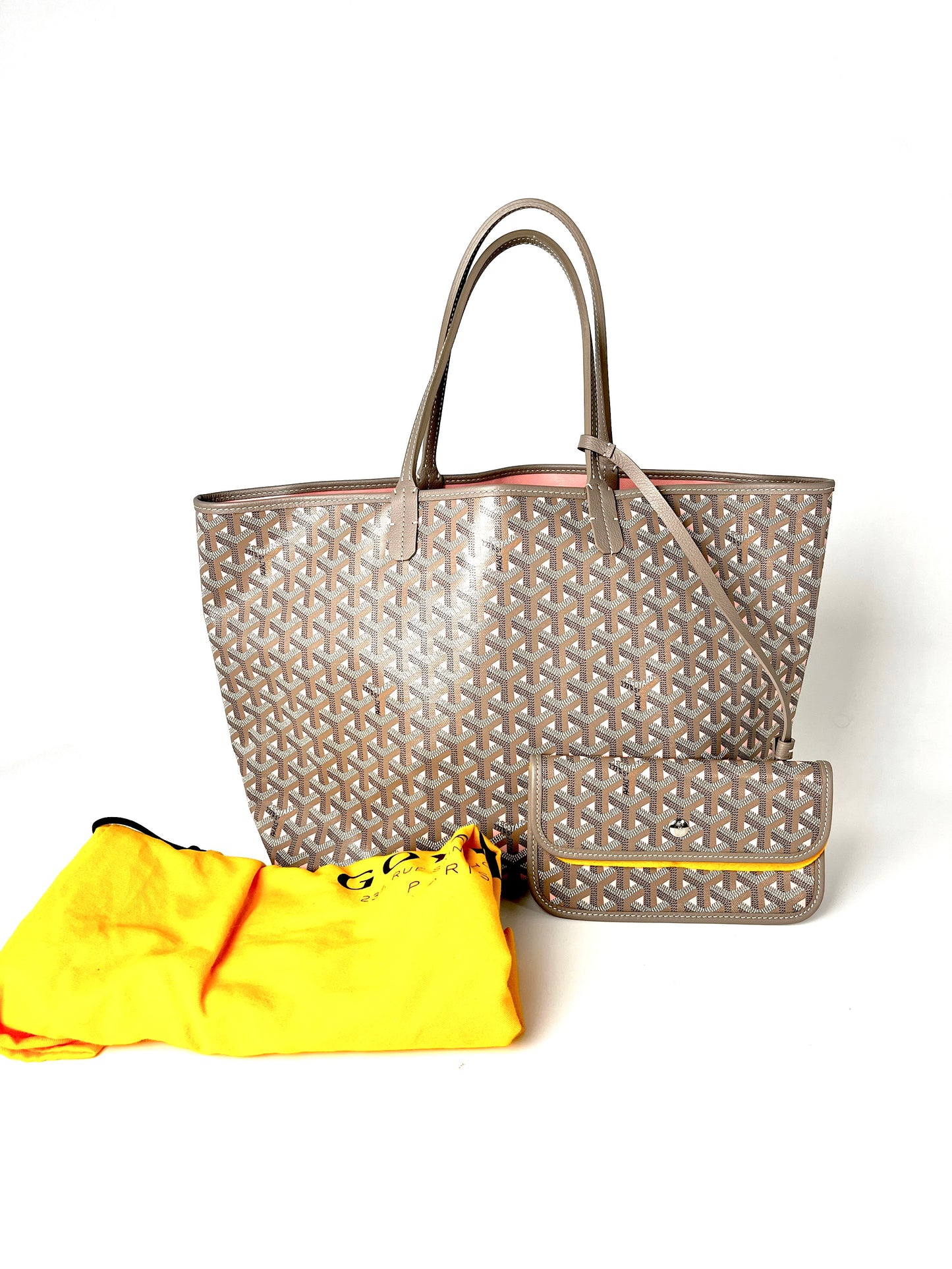 GOYARD Saint Louis PM Claire Voie Pink Taupe Special Edition Reversible Tote Bag with Pouch