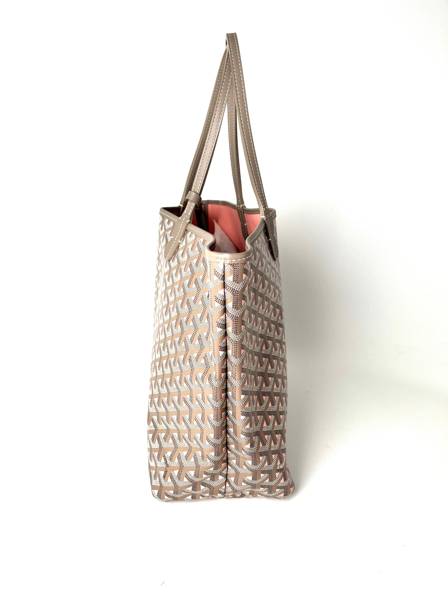 GOYARD Saint Louis PM Claire Voie Pink Taupe Special Edition Reversible Tote Bag with Pouch