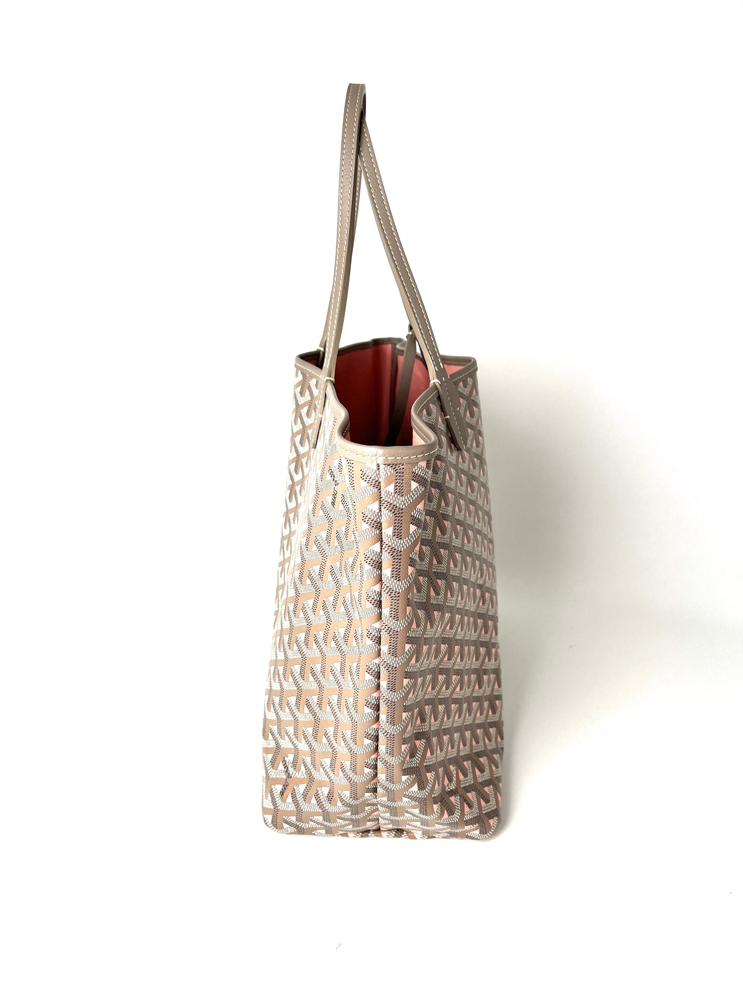 GOYARD Saint Louis PM Claire Voie Pink Taupe Special Edition Reversible Tote Bag with Pouch