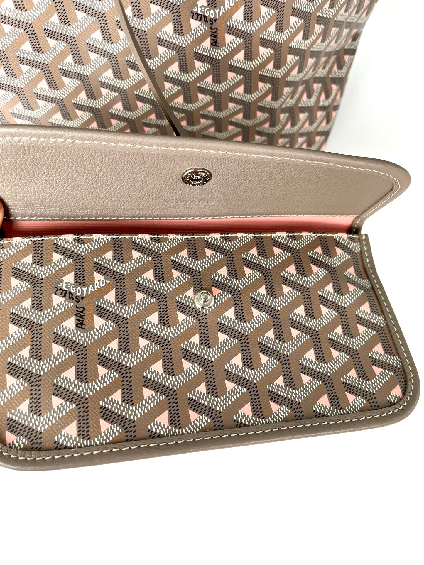 GOYARD Saint Louis PM Claire Voie Pink Taupe Special Edition Reversible Tote Bag with Pouch