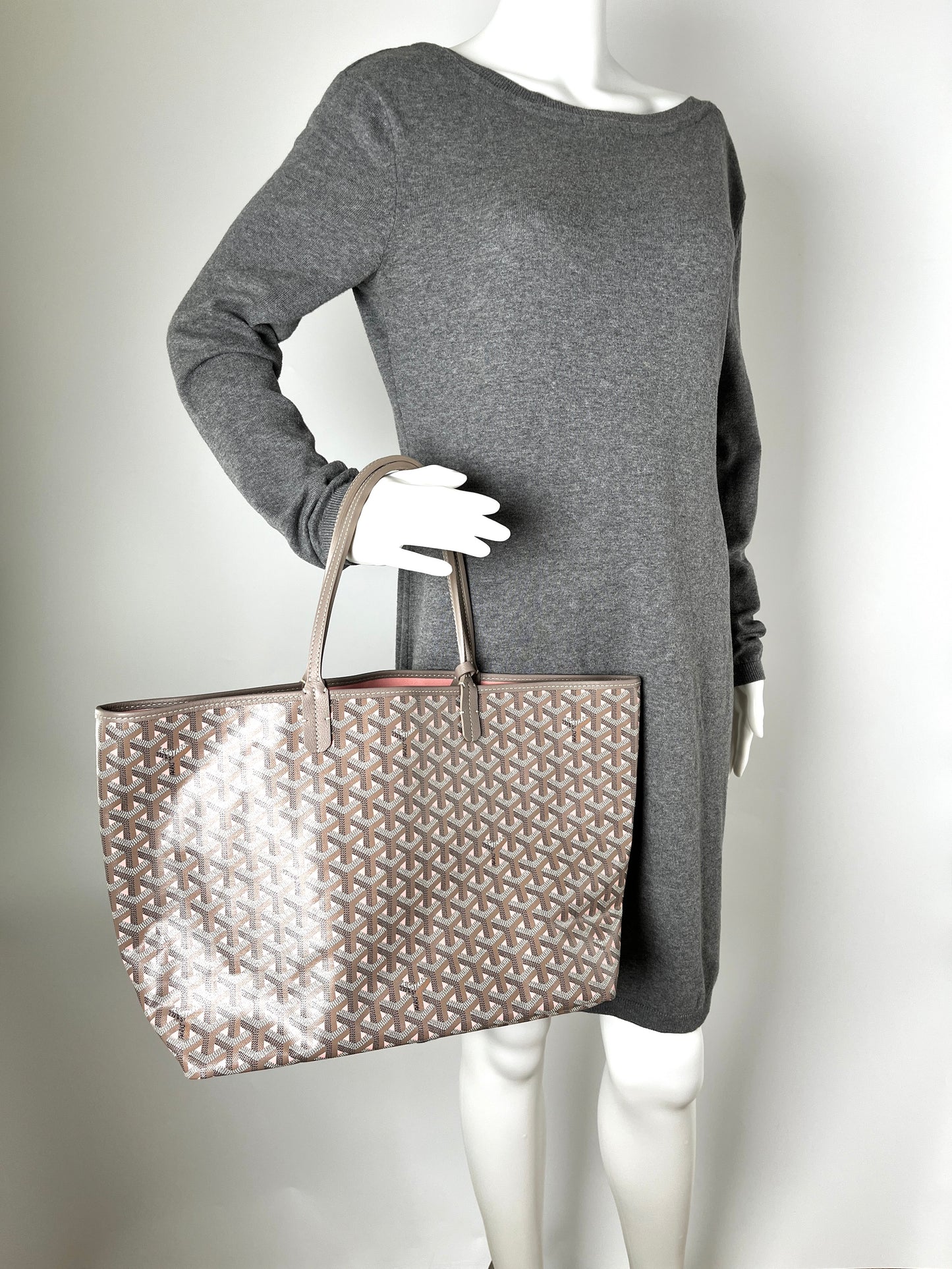 GOYARD Saint Louis PM Claire Voie Pink Taupe Special Edition Reversible Tote Bag with Pouch