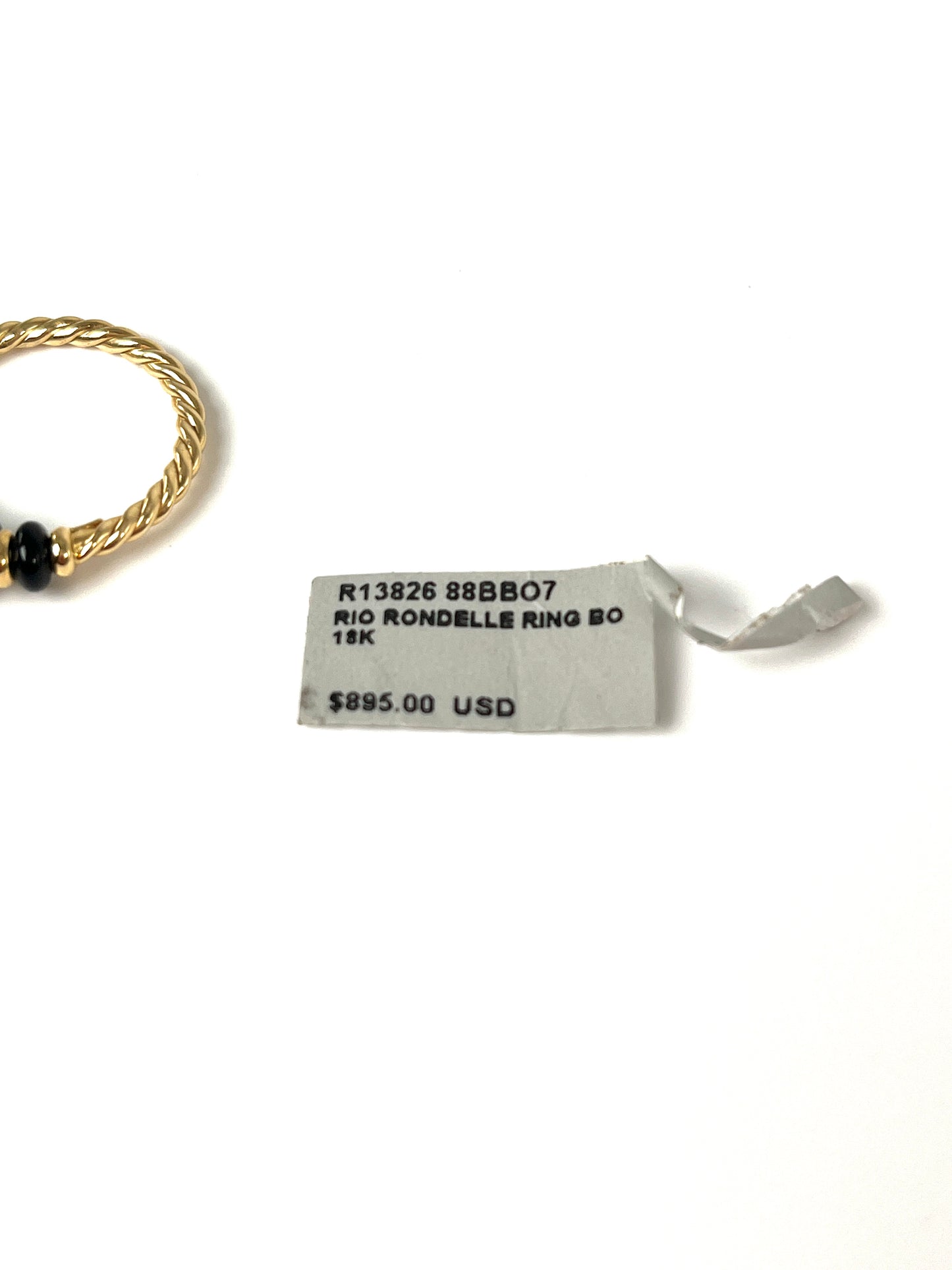 David Yurman 18k Yellow Gold Gradual Cable Onyx Rio Rondelle Ring 6.75