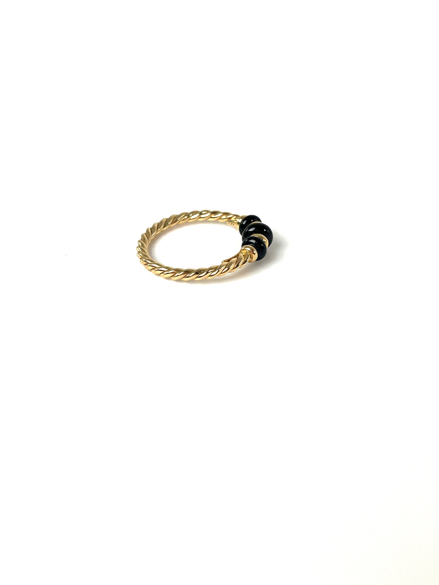 David Yurman 18k Yellow Gold Gradual Cable Onyx Rio Rondelle Ring 6.75