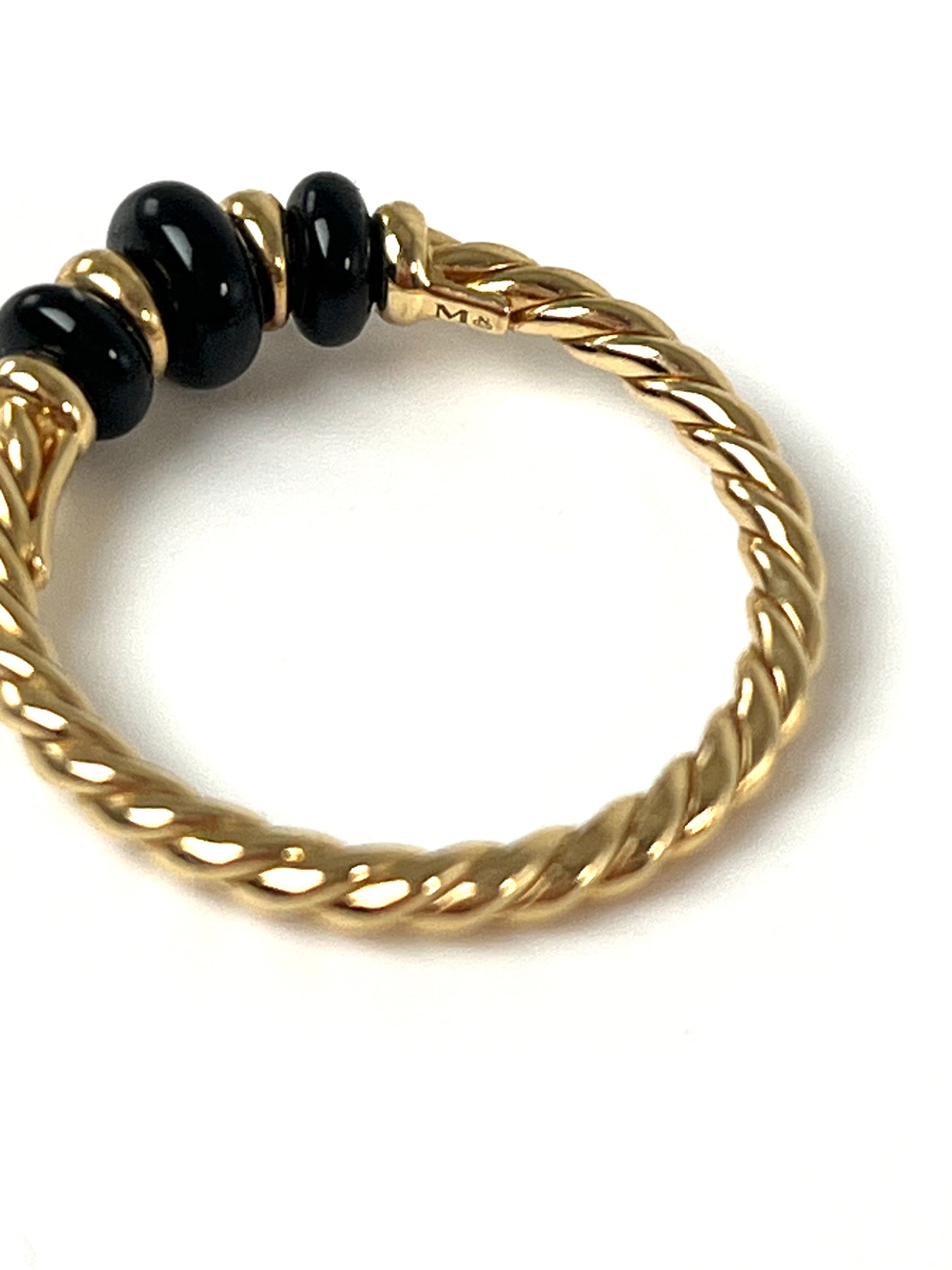 David Yurman 18k Yellow Gold Gradual Cable Onyx Rio Rondelle Ring 6.75