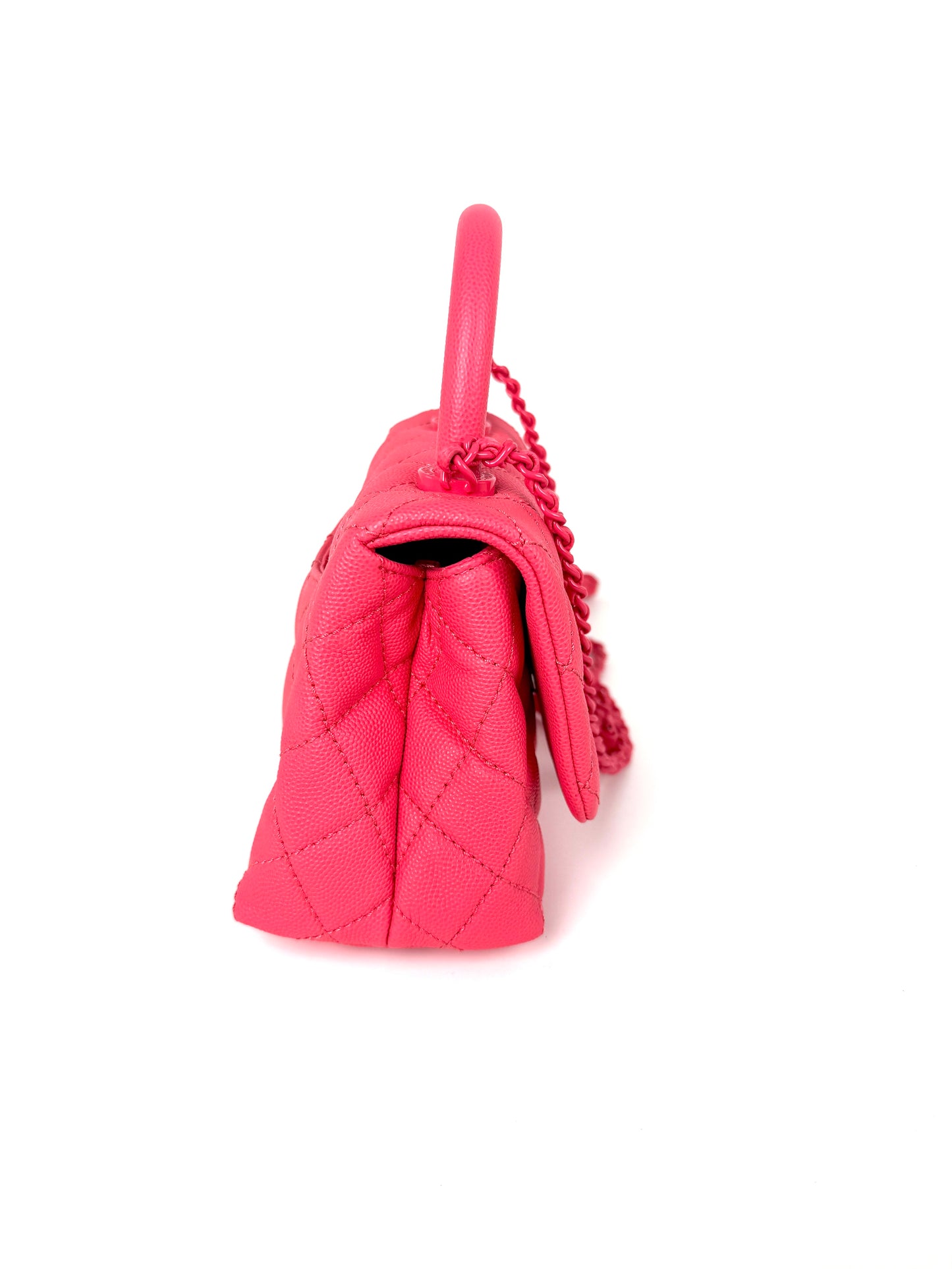 CHANEL Coco Handle Incognito Monochrome Extra Mini Pink Quilted Caviar Flap Crossbody Bag