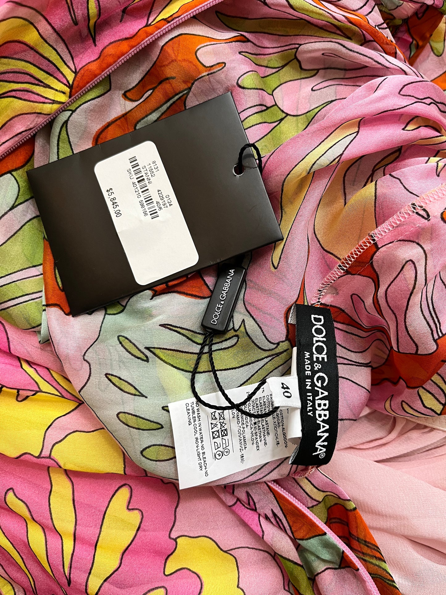 NWT Authentic Dolce & Gabbana Pink Multi Floral Dress 40 4