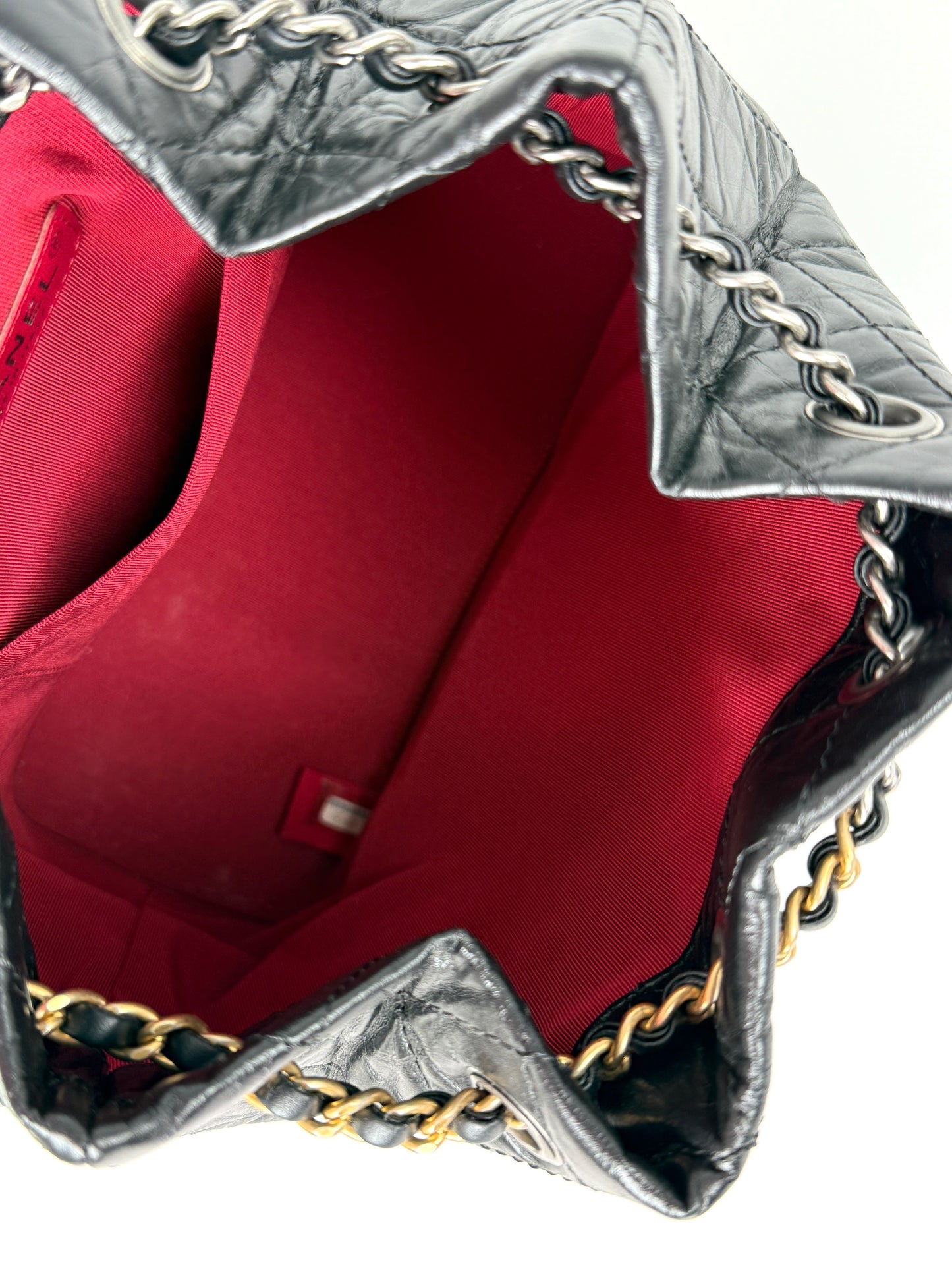 CHANEL Gabrielle Small Quilted Aged Calfskin Leather Black Backpack Bag