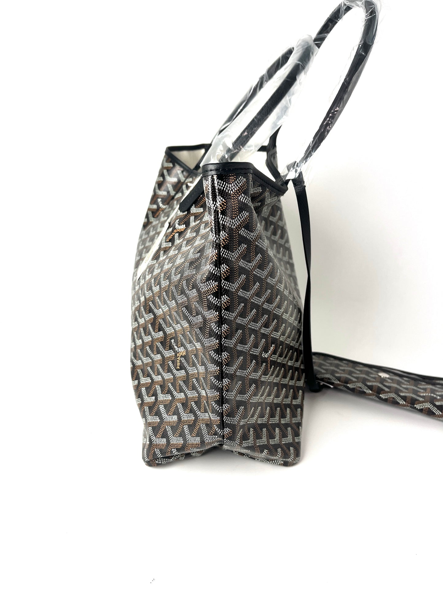 New GOYARD Goyardine Saint Louis PM Black Tote Bag with Pouch