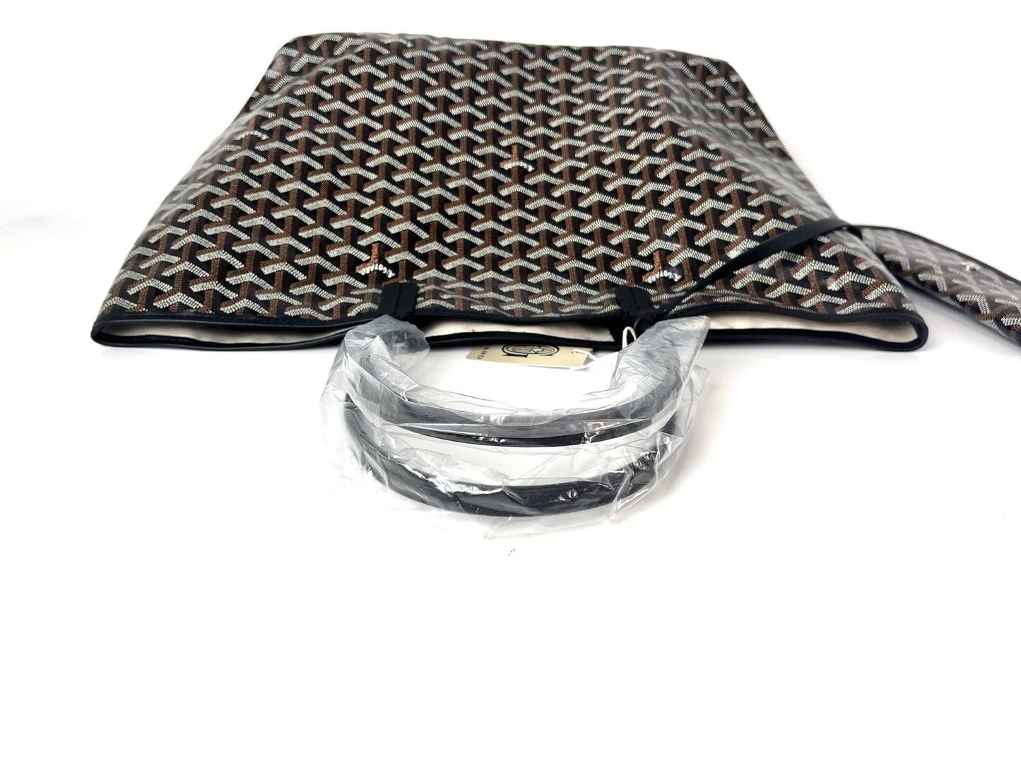 New GOYARD Goyardine Saint Louis PM Black Tote Bag with Pouch
