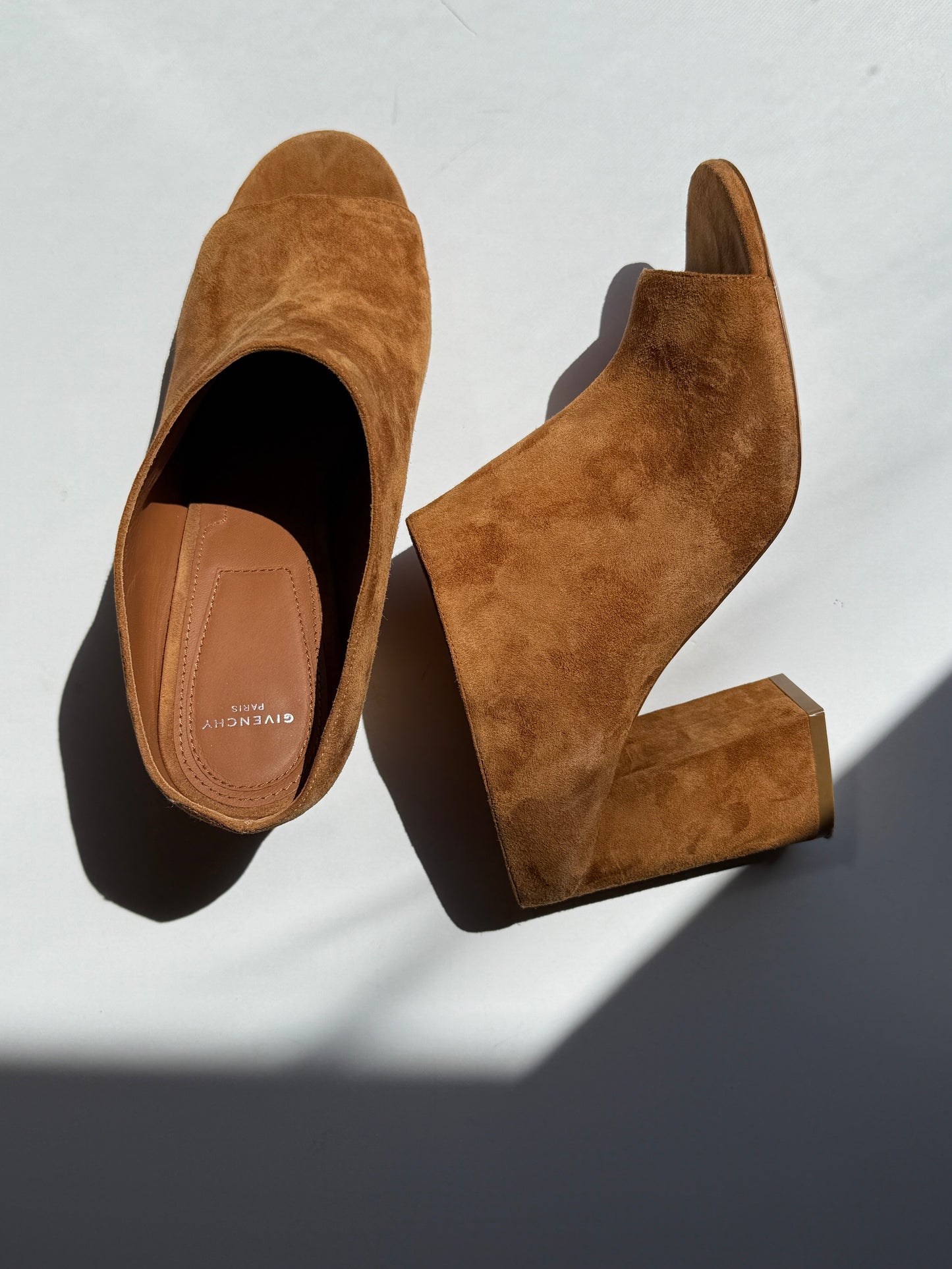 Givenchy Suede Paris Noisette Brown Mules 40 9.5