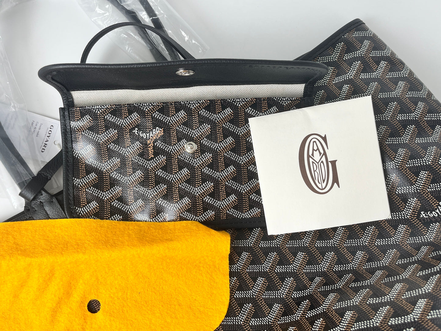 New GOYARD Goyardine Saint Louis PM Black Tote Bag with Pouch