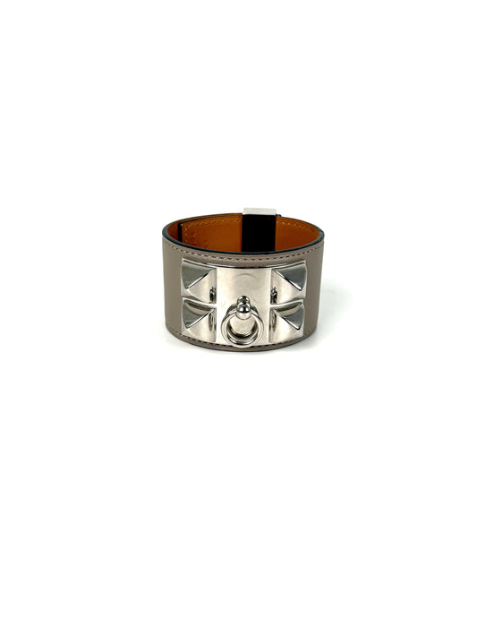 HERMES Collier de Chien Etoupe Leather Bracelet T3