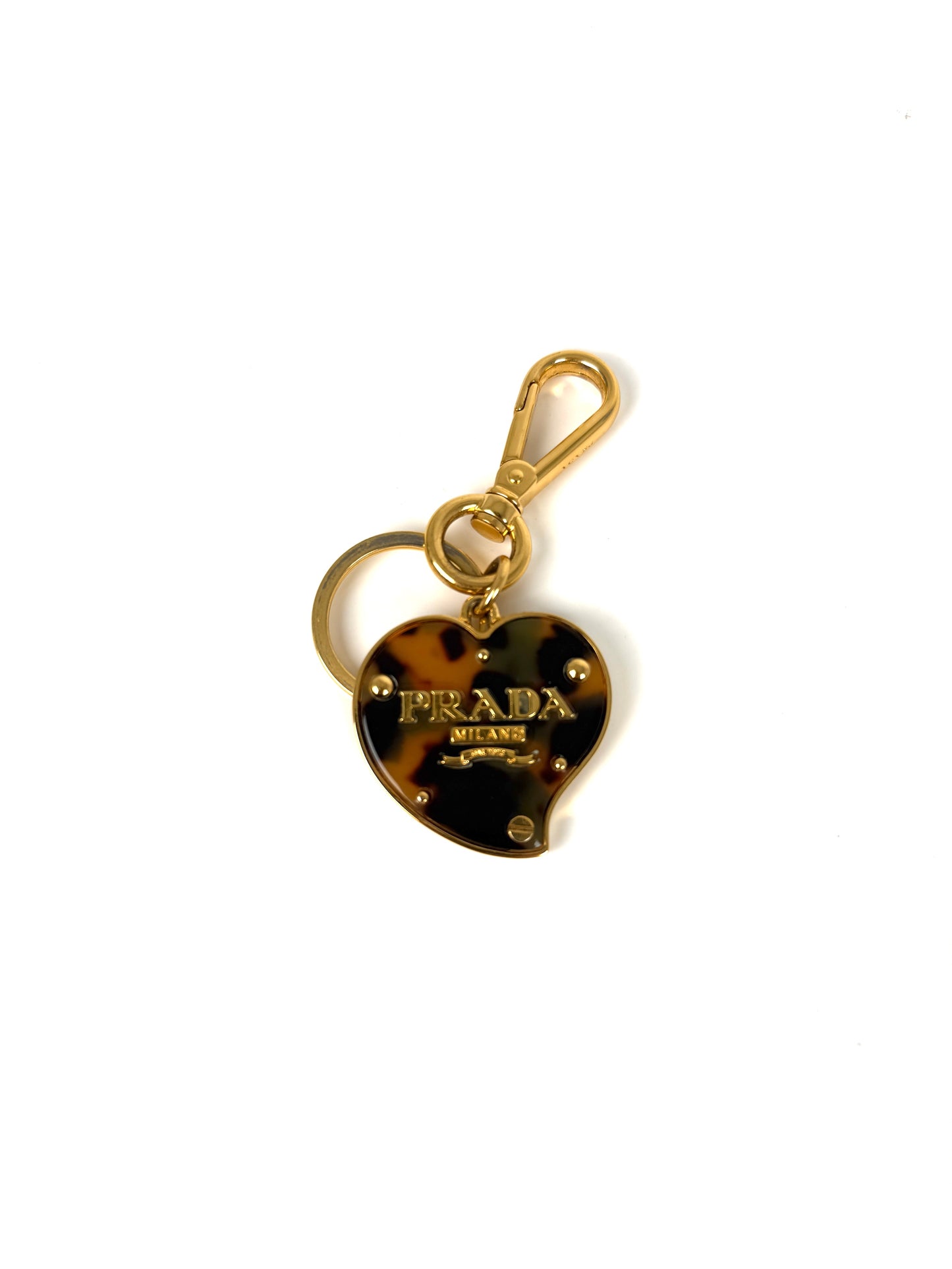 PRADA Heart Leopard Print Brown Key Holder Handbag Charm
