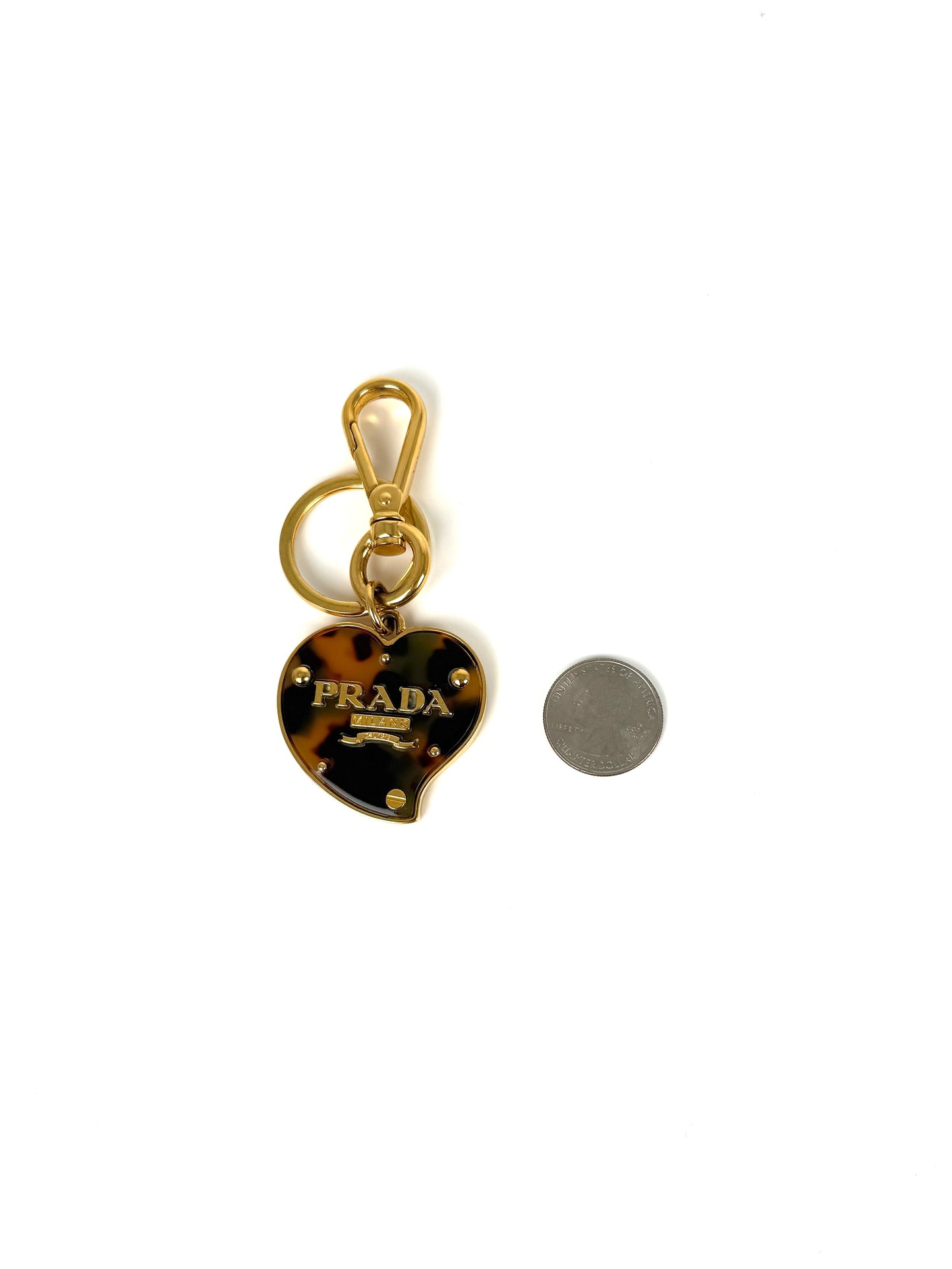 PRADA Heart Leopard Print Brown Key Holder Handbag Charm