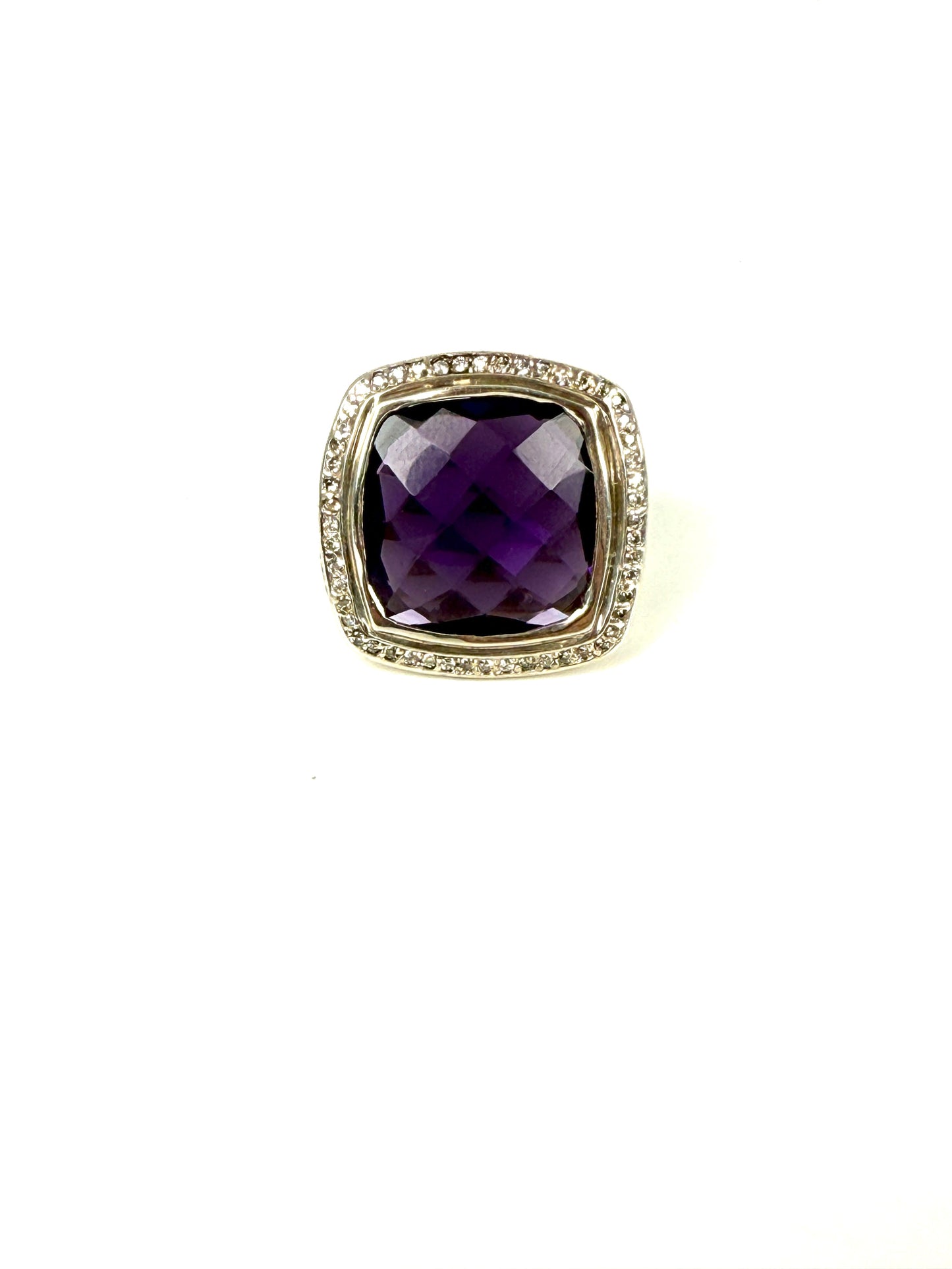 DAVID YURMAN Albion Amethyst Diamond Sterling Silver Large Cocktail Ring 6.25