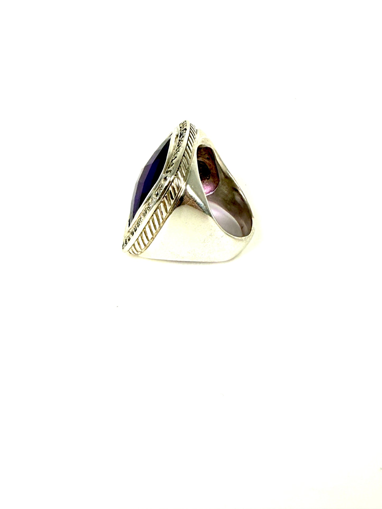 DAVID YURMAN Albion Amethyst Diamond Sterling Silver Large Cocktail Ring 6.25
