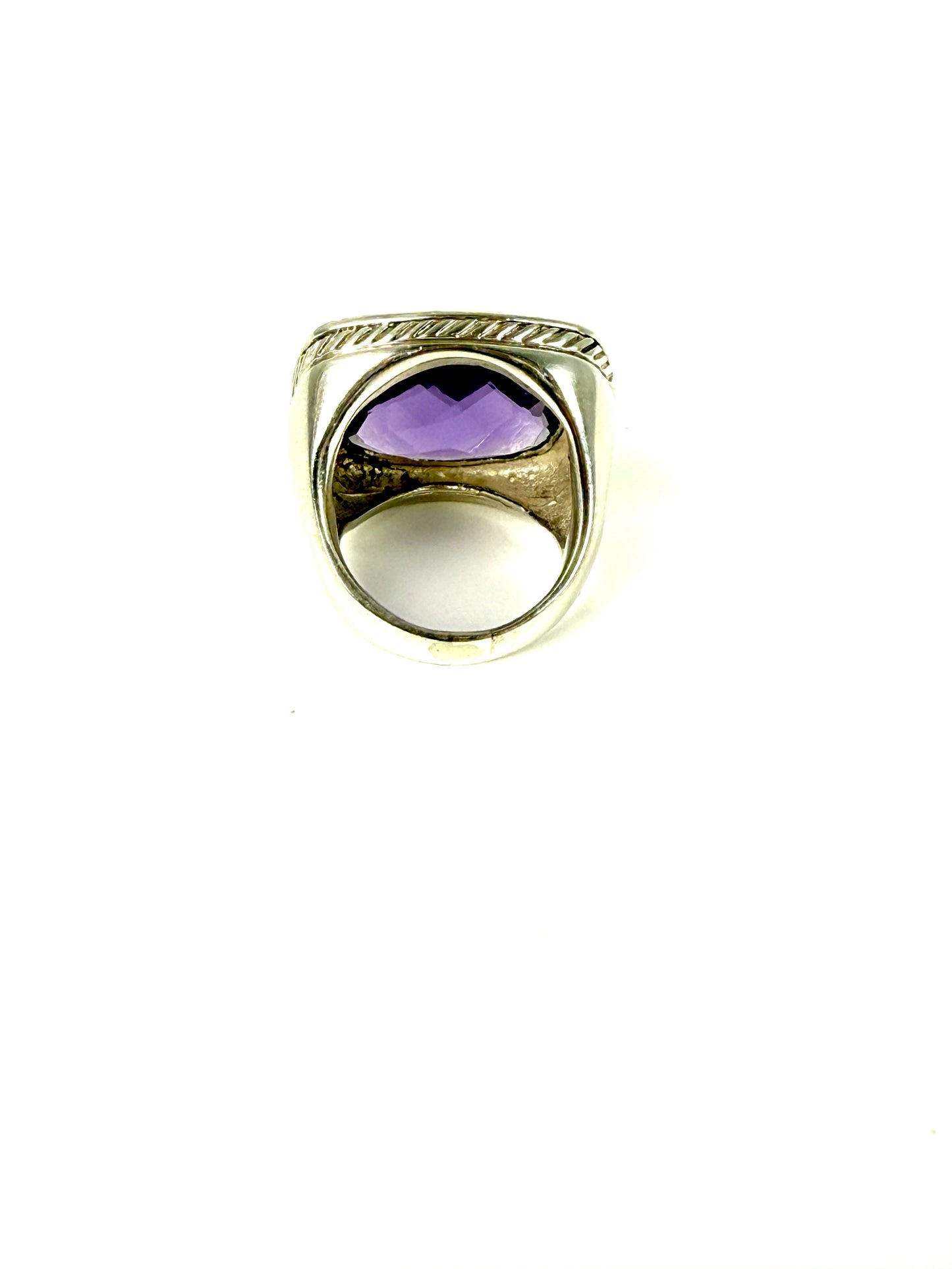 DAVID YURMAN Albion Amethyst Diamond Sterling Silver Large Cocktail Ring 6.25