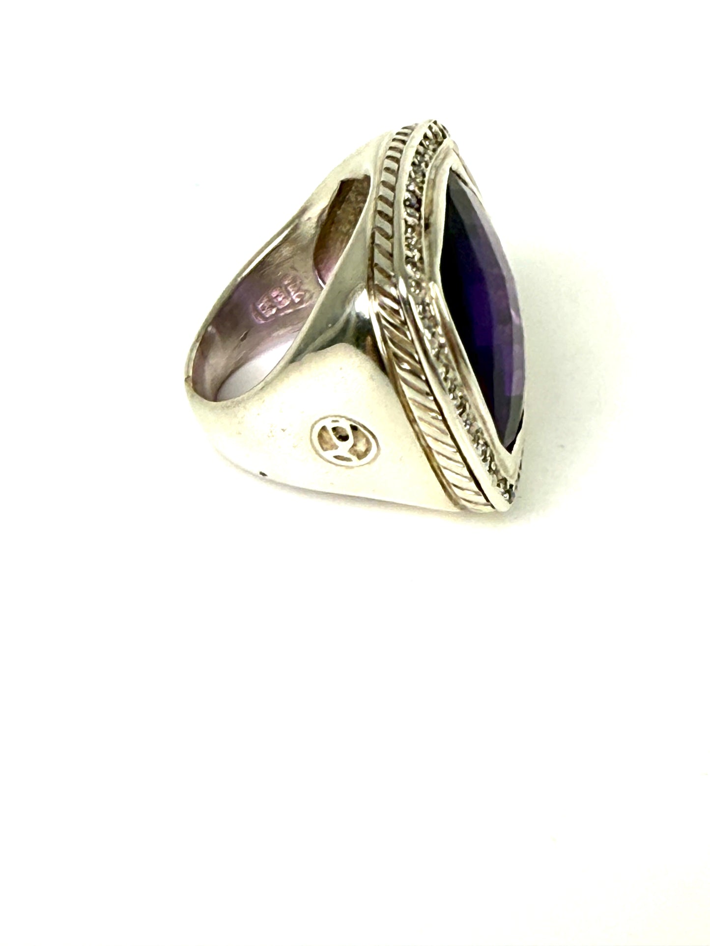 DAVID YURMAN Albion Amethyst Diamond Sterling Silver Large Cocktail Ring 6.25
