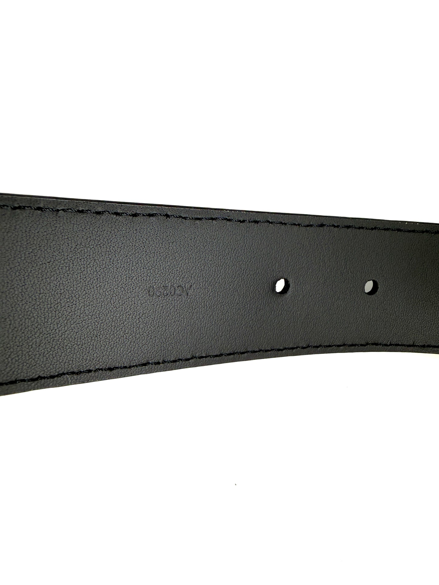 LOUIS VUITTON Initiales Black Monochrome Taiga Leather Belt 85, 34