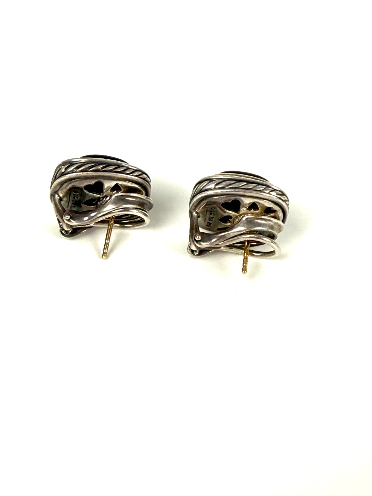 DAVID YURMAN Albion Onyx Diamond Silver 18k Gold Stud Earrings