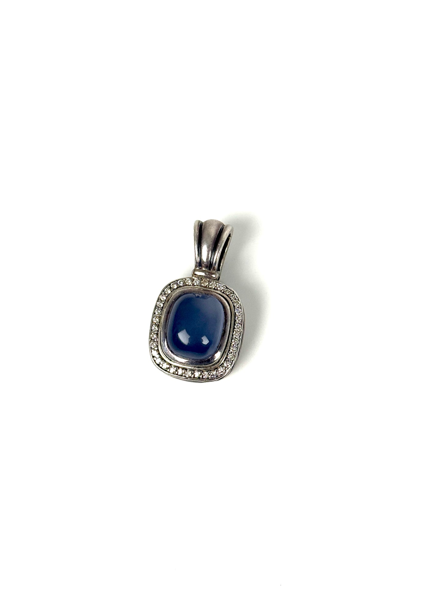DAVID YURMAN Blue Chalcedony Diamond Cable Enhancer Sterling Silver Pendant