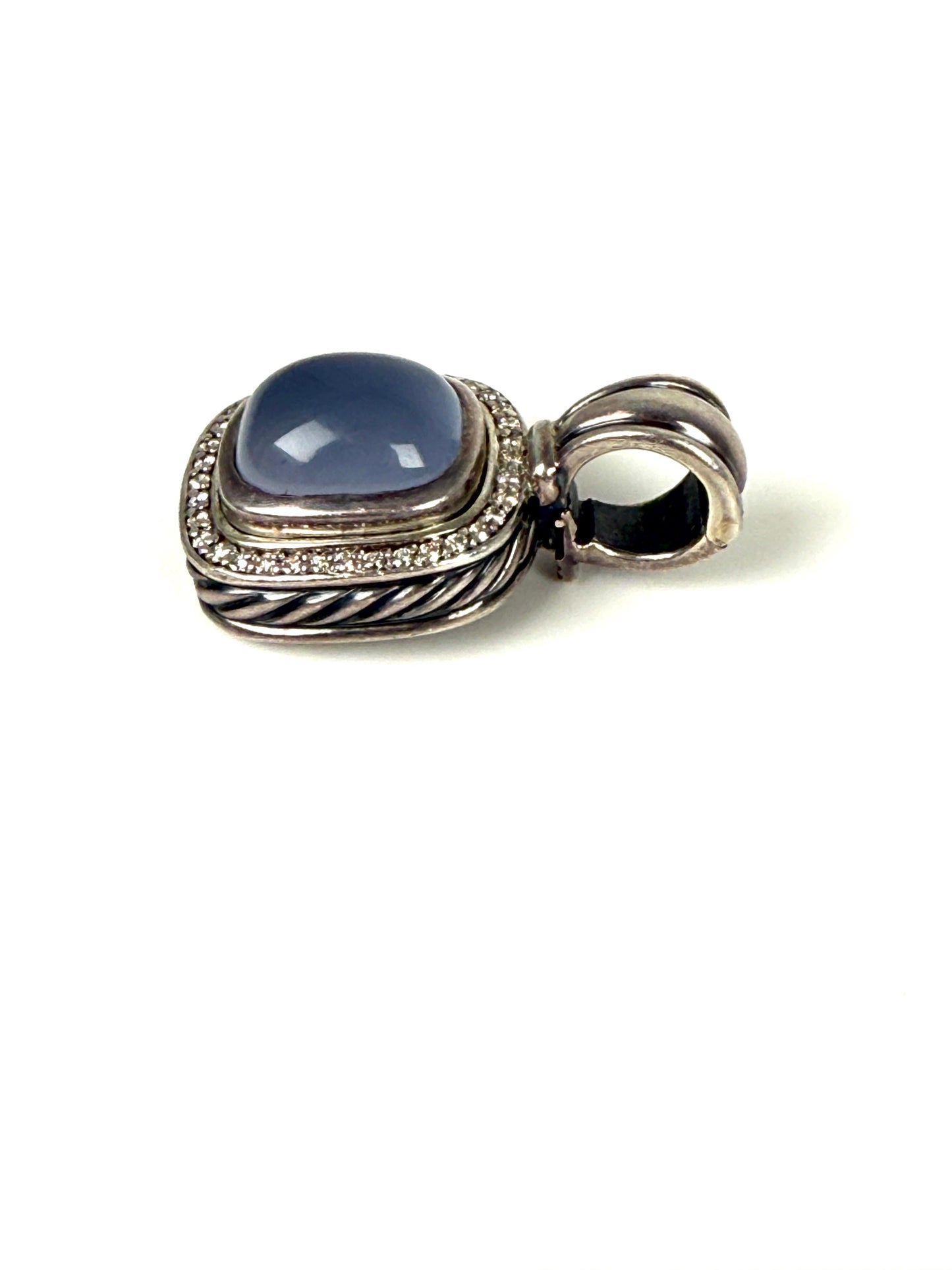 DAVID YURMAN Blue Chalcedony Diamond Cable Enhancer Sterling Silver Pendant