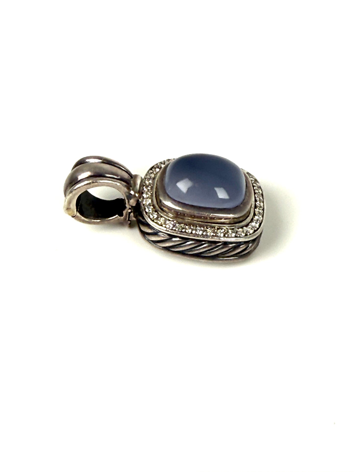 DAVID YURMAN Blue Chalcedony Diamond Cable Enhancer Sterling Silver Pendant