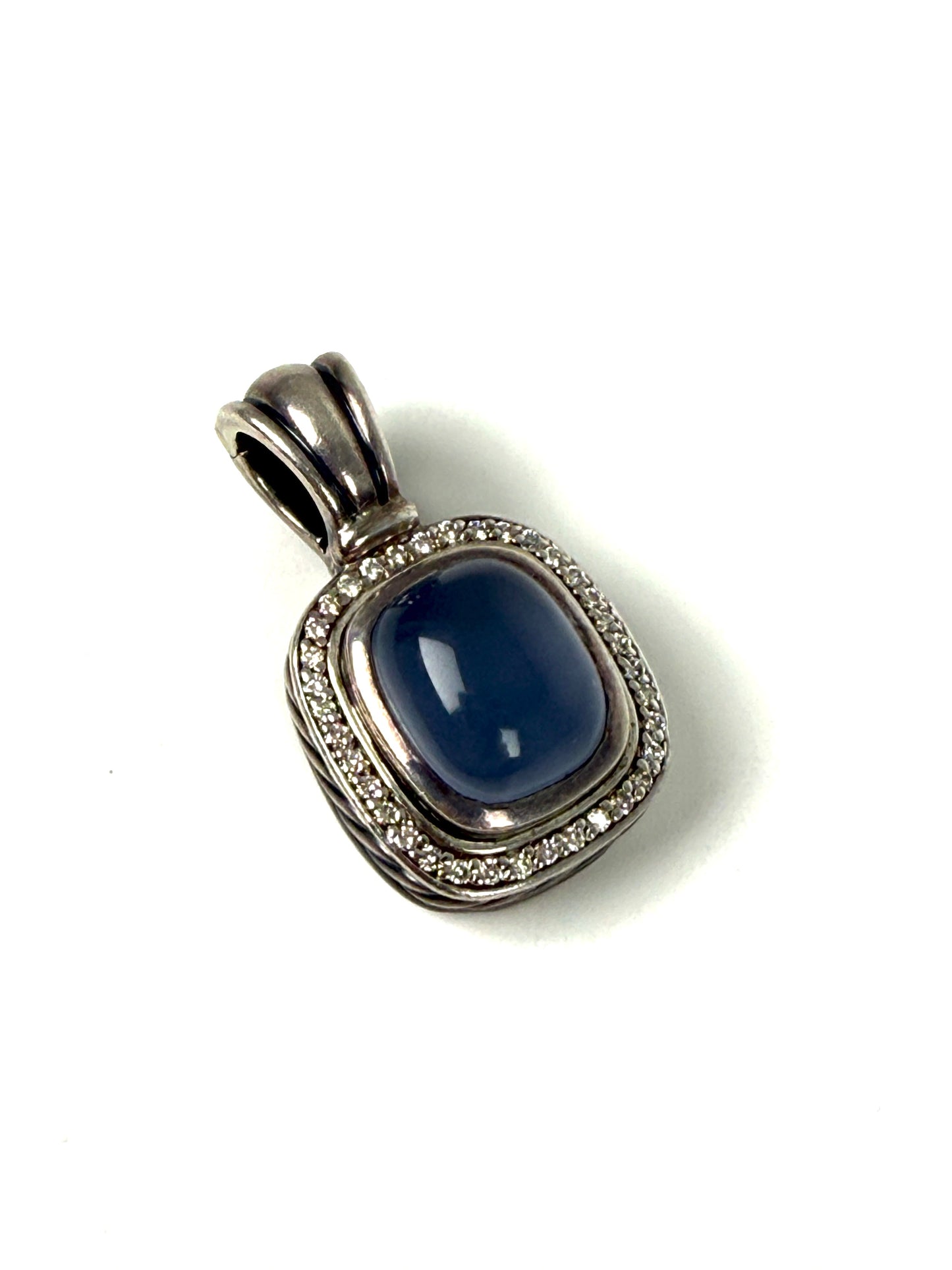 DAVID YURMAN Blue Chalcedony Diamond Cable Enhancer Sterling Silver Pendant