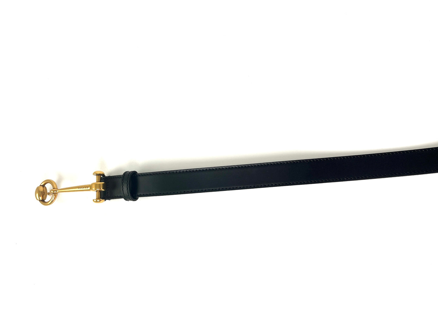 Gucci Hasler Black Horsebit Leather Skinny Belt 90 36