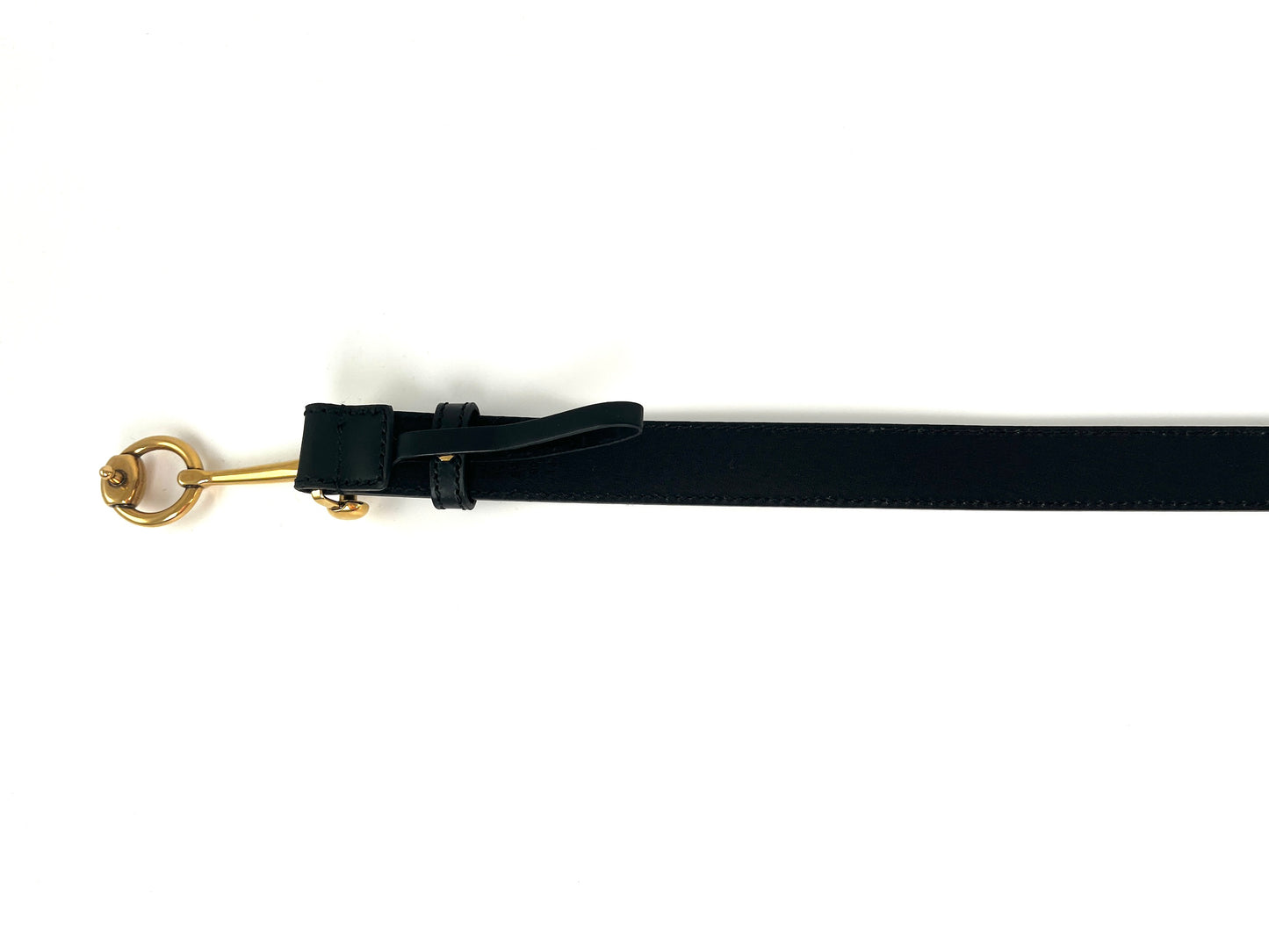 Gucci Hasler Black Horsebit Leather Skinny Belt 90 36