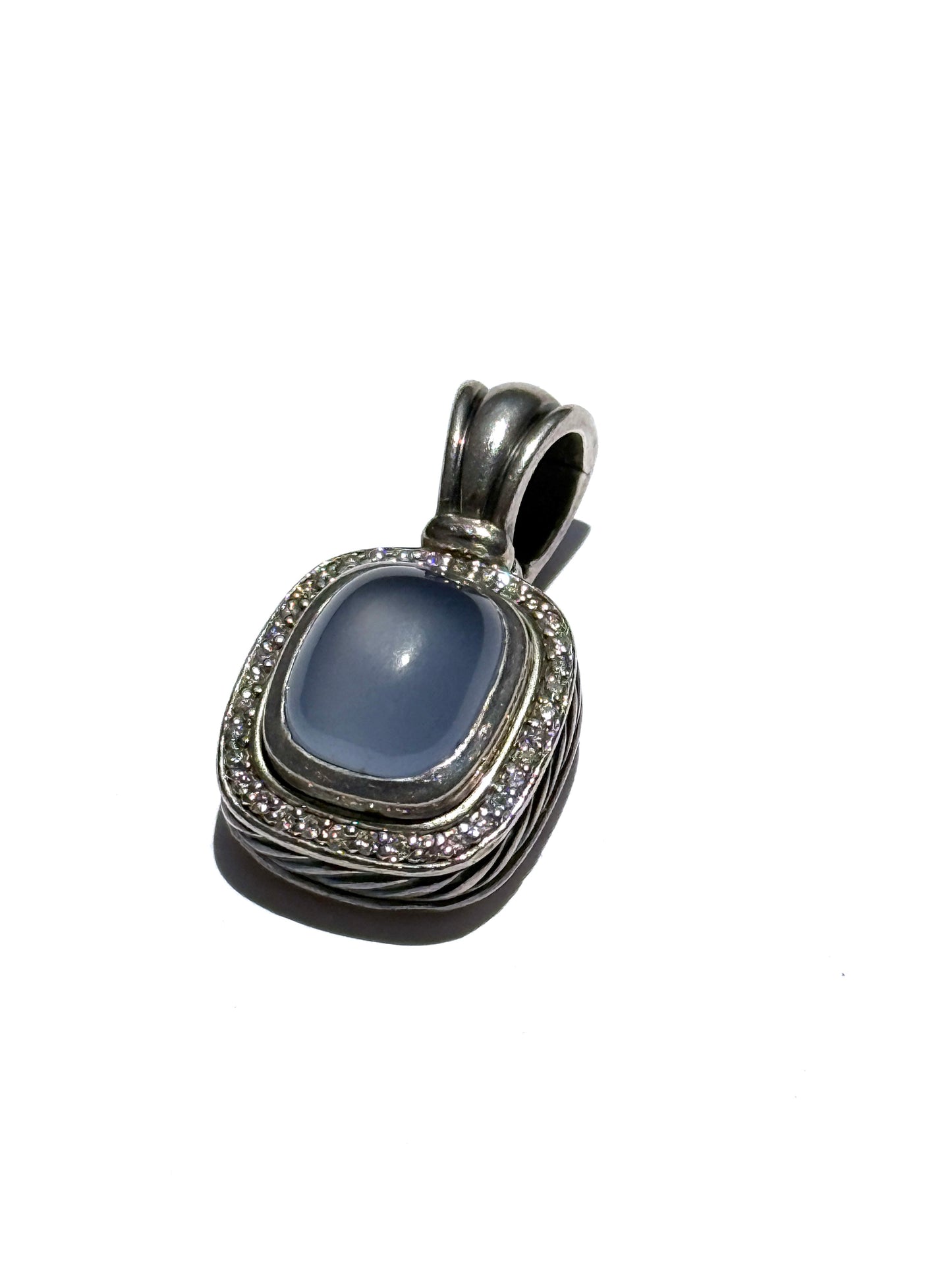 DAVID YURMAN Blue Chalcedony Diamond Cable Enhancer Sterling Silver Pendant
