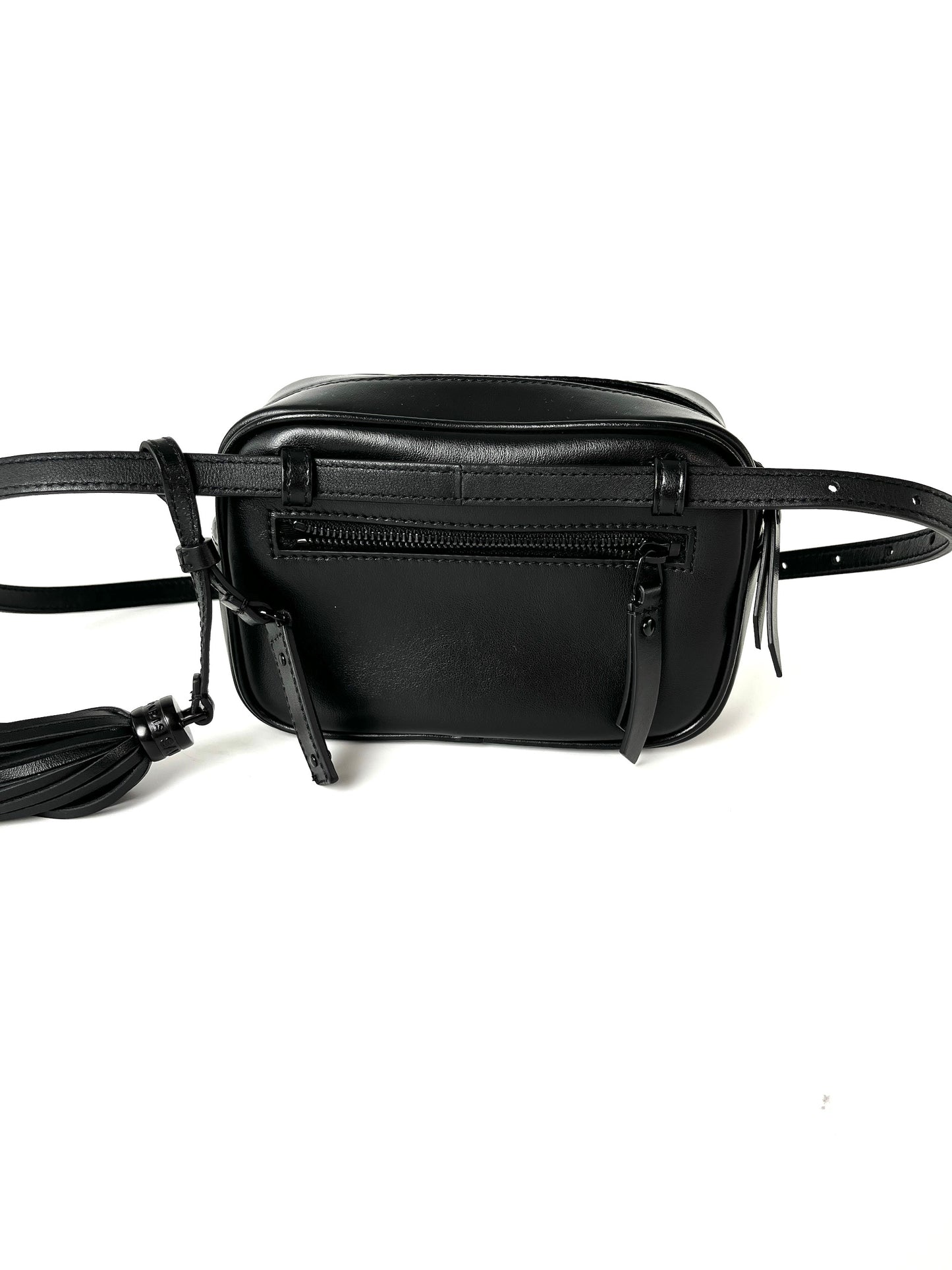 Saint Laurent YSL So Black Leather Chevron Bum Bag Waistbag