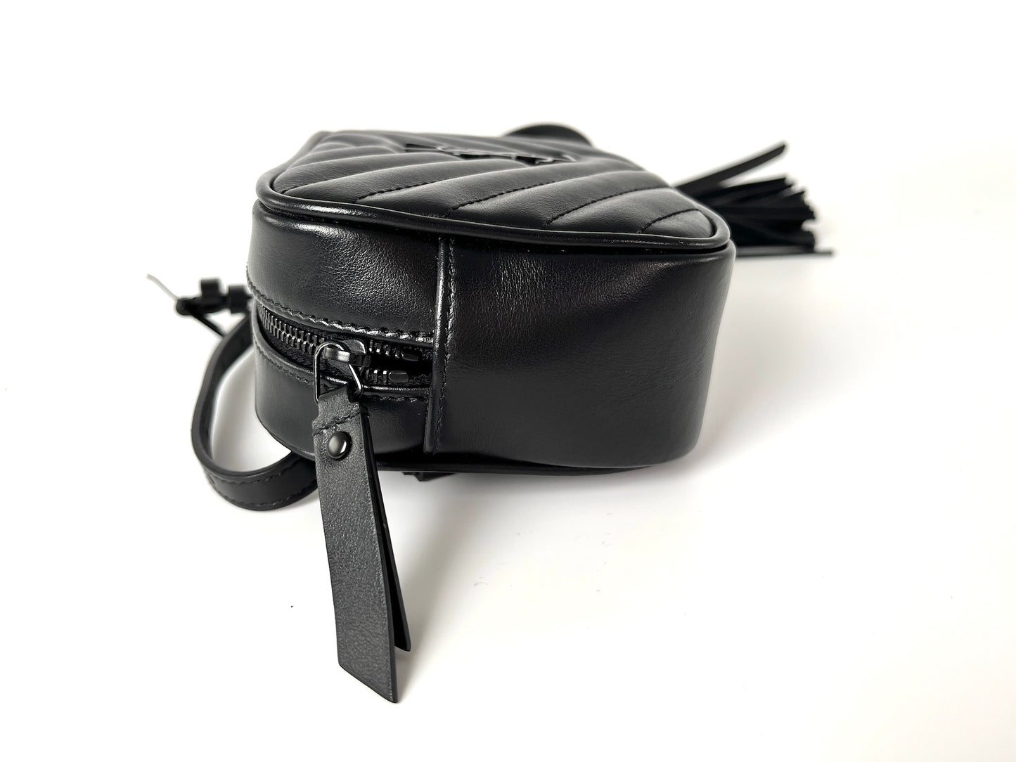 Saint Laurent YSL So Black Leather Chevron Bum Bag Waistbag