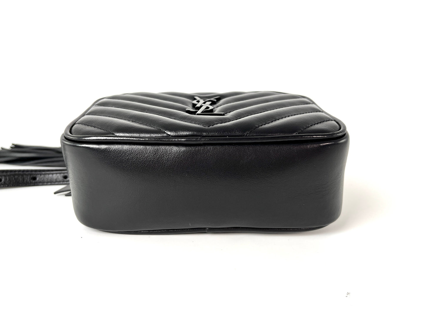 Saint Laurent YSL So Black Leather Chevron Bum Bag Waistbag