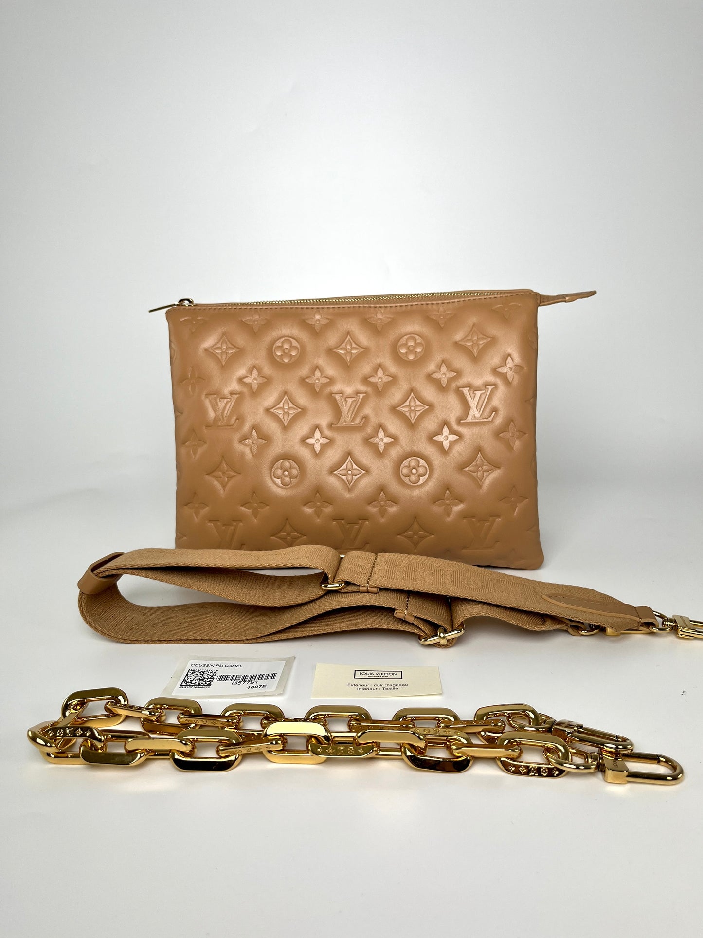 Louis Vuitton Coussin Camel Embossed Leather PM Bag