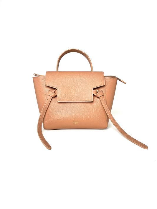 Celine Micro Belt Desert Rose Grained Calfskin Crossbody Bag