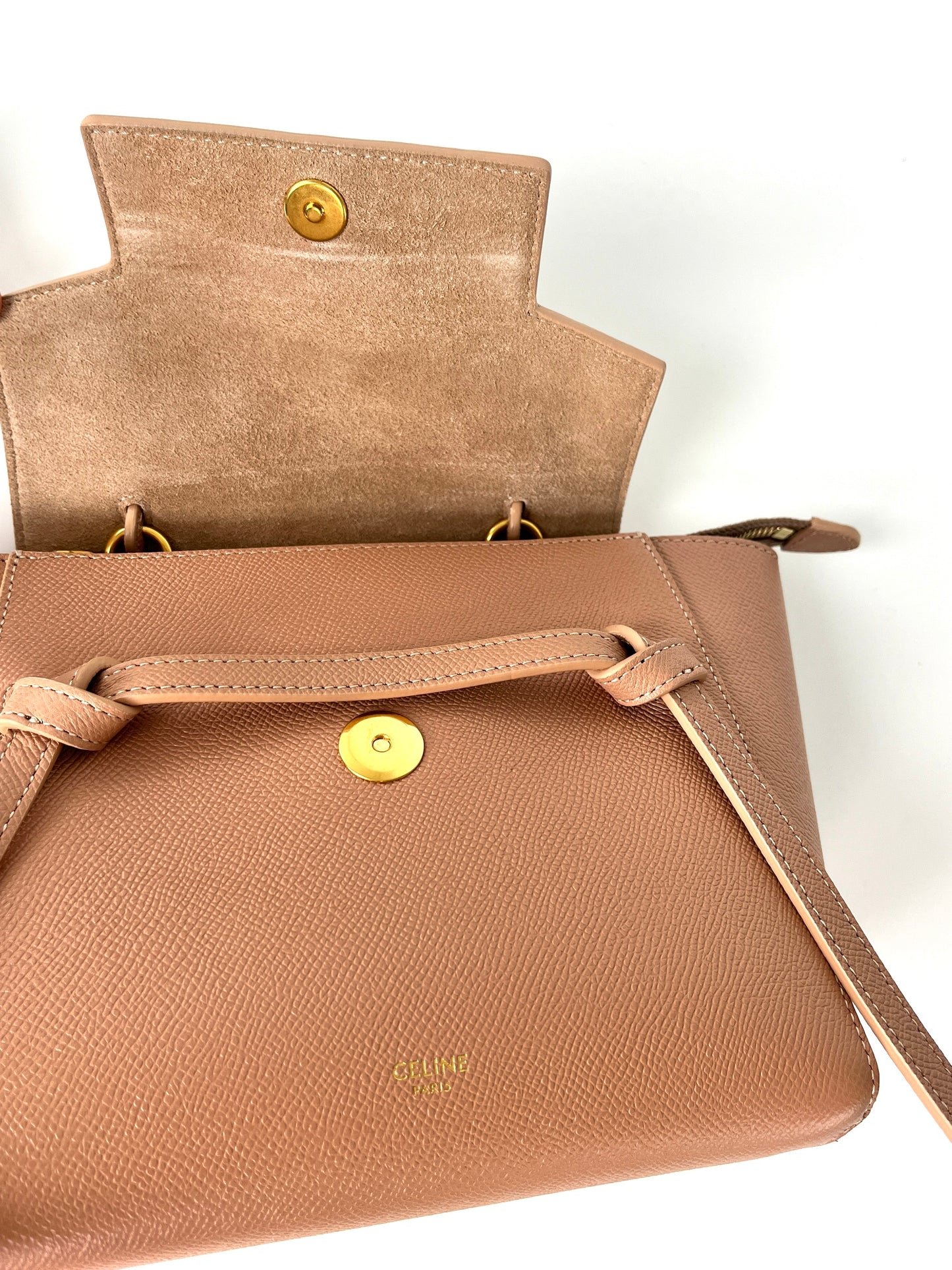 Celine Nano Belt Desert Rose Grained Calfskin Crossbody Bag