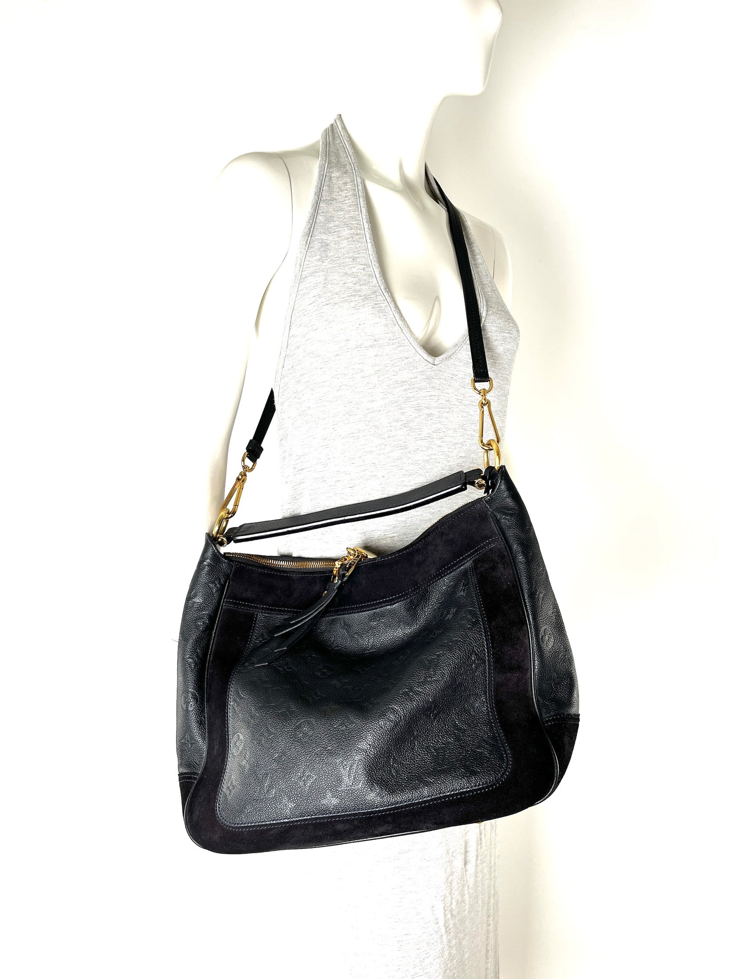Louis Vuitton Audacieuse Black Empreinte Suede Leather Hobo Bag