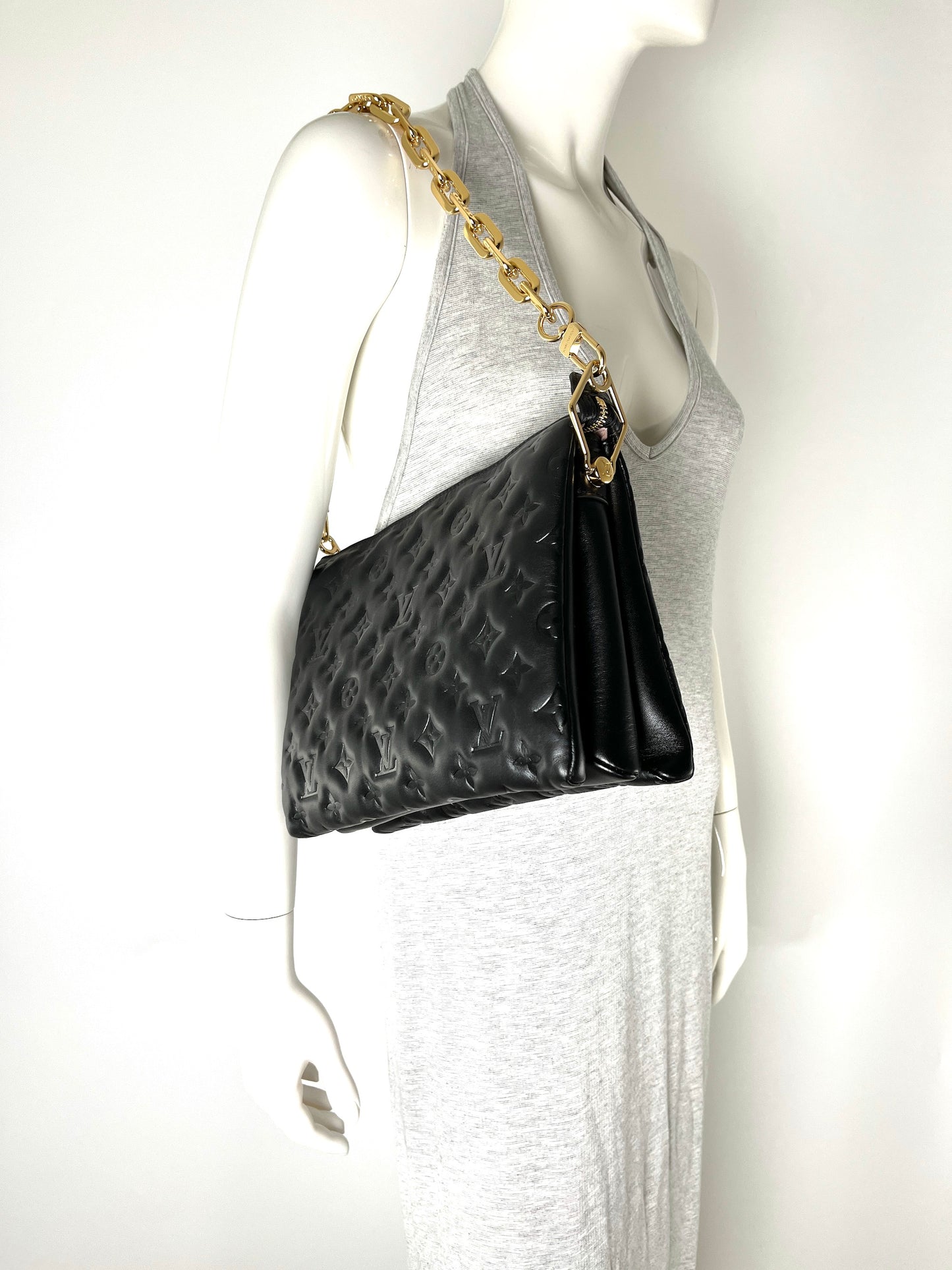 Louis Vuitton Coussin Black Embossed Leather PM Bag