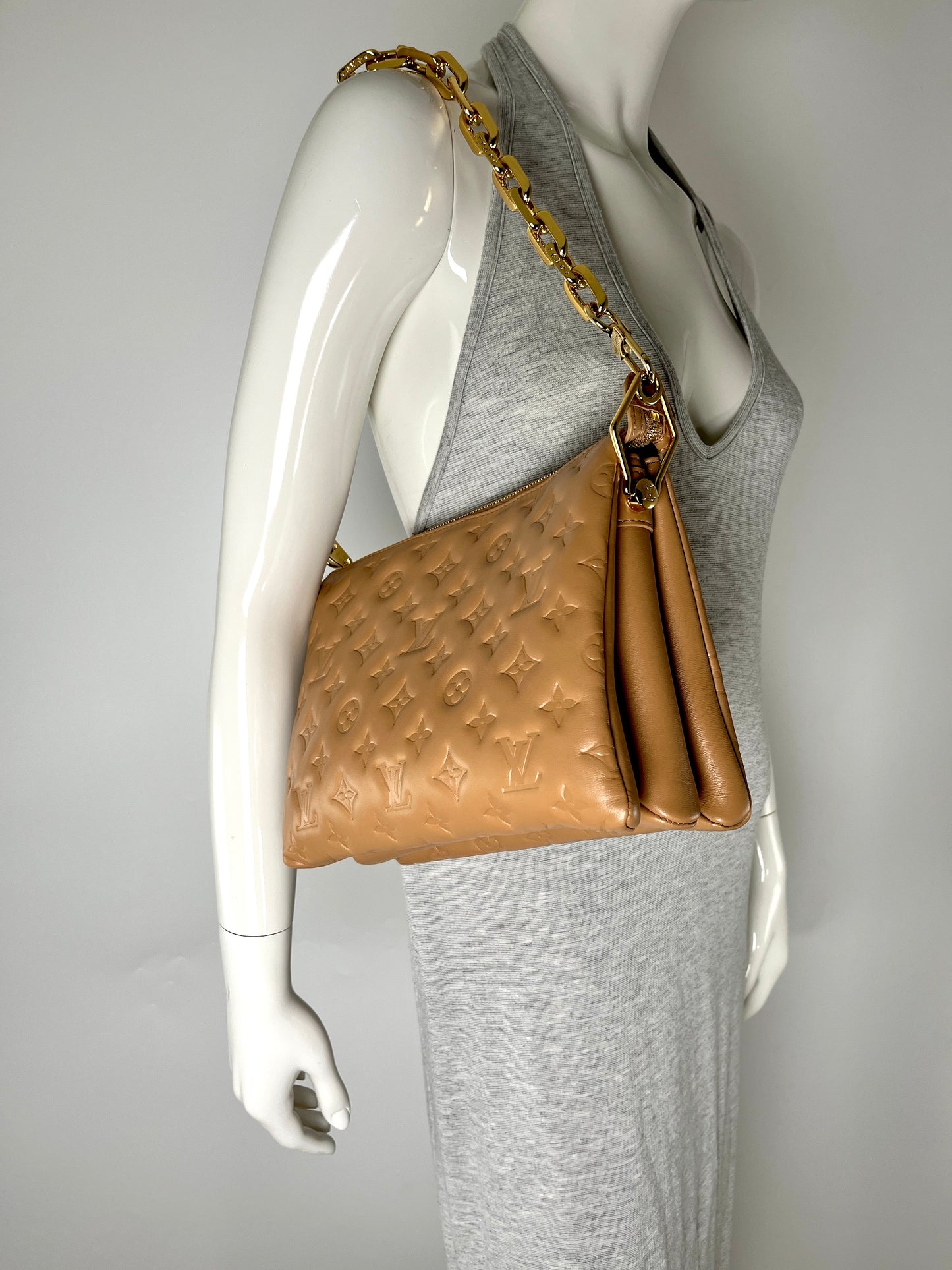 Louis Vuitton Coussin Camel Embossed Leather PM Bag