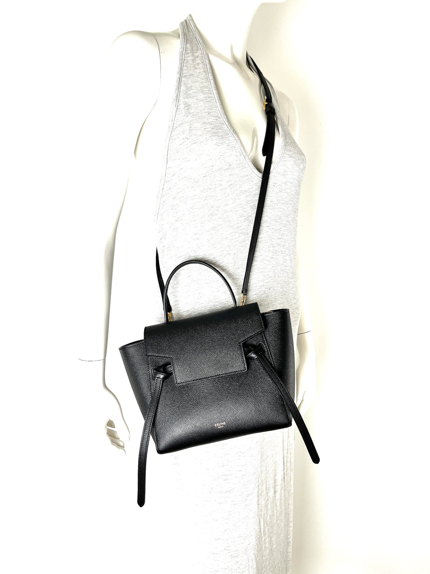 Celine Micro Belt Black Grained Calfskin Crossbody Bag