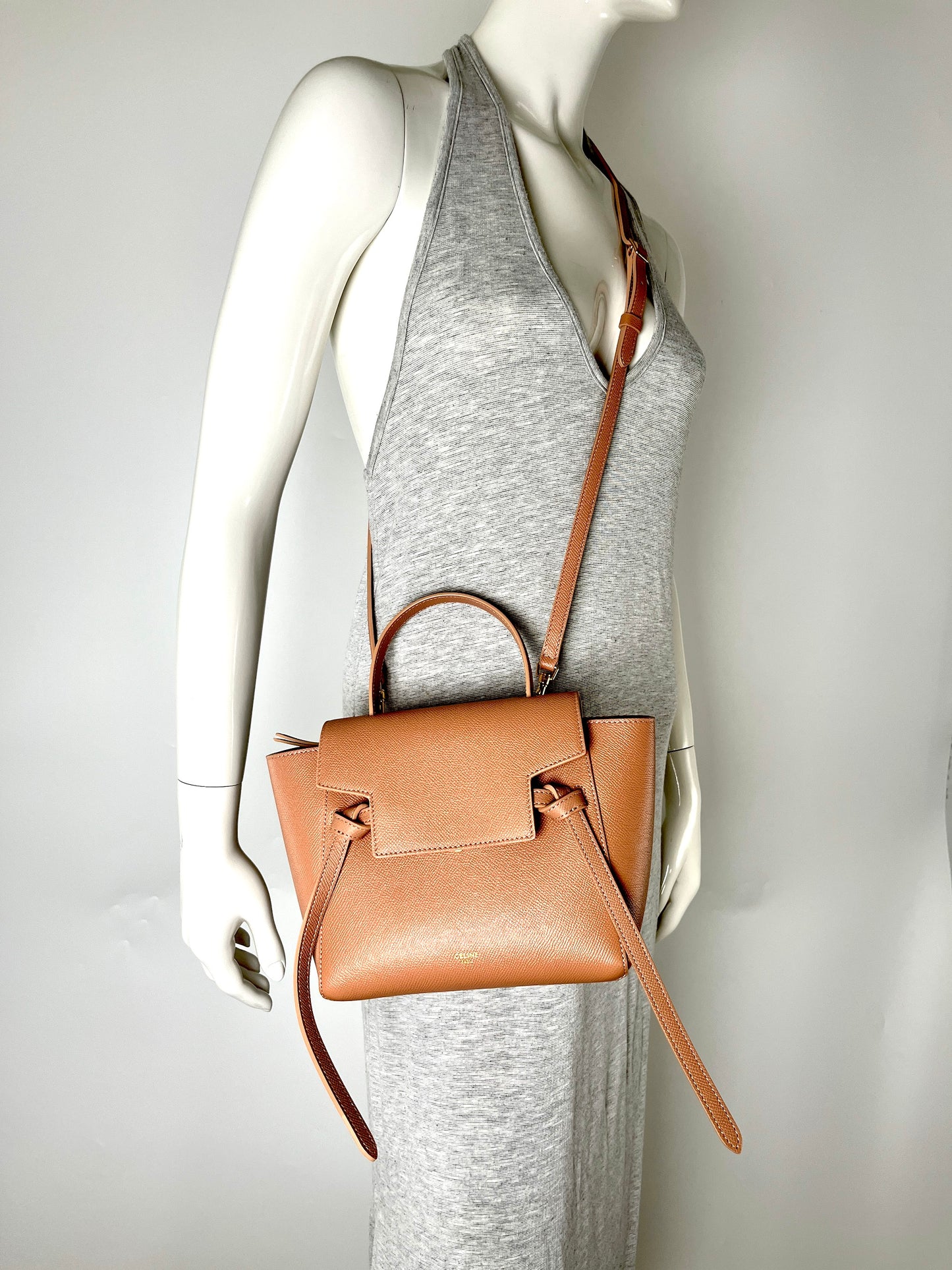 Celine Micro Belt Desert Rose Grained Calfskin Crossbody Bag most versatile bag designer bag for less
