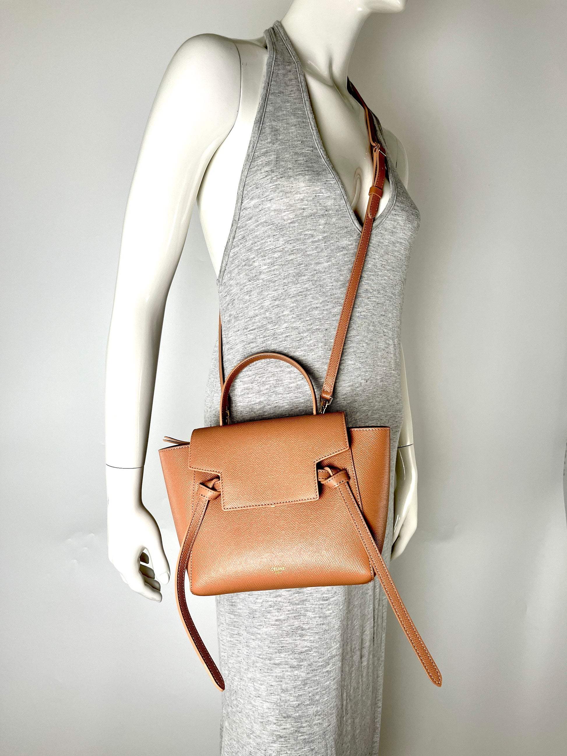 Celine Micro Belt Desert Rose Grained Calfskin Crossbody Bag most versatile bag designer bag for less