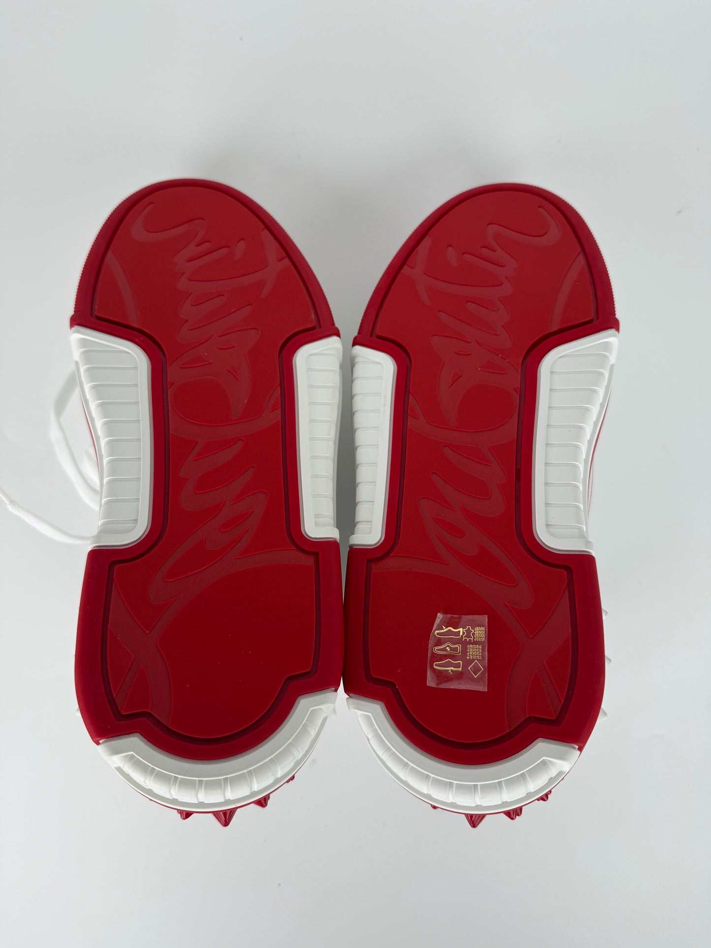 CHRISTIAN LOUBOUTIN Men's White Red Astroloubi Spike Mid Top Leather Sneakers 42, 9US NIB