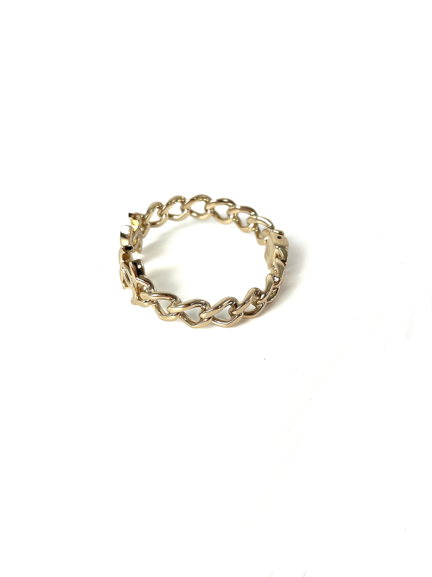 CHANEL 2022 CC Logo Light Gold Metal Cuff Bracelet