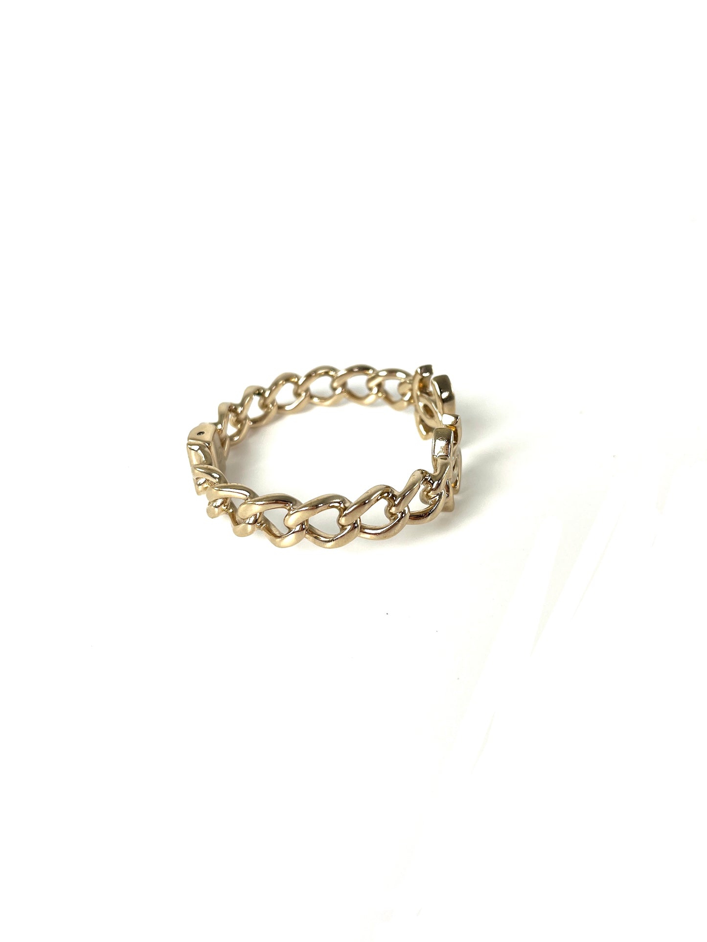 CHANEL 2022 CC Logo Light Gold Metal Cuff Bracelet