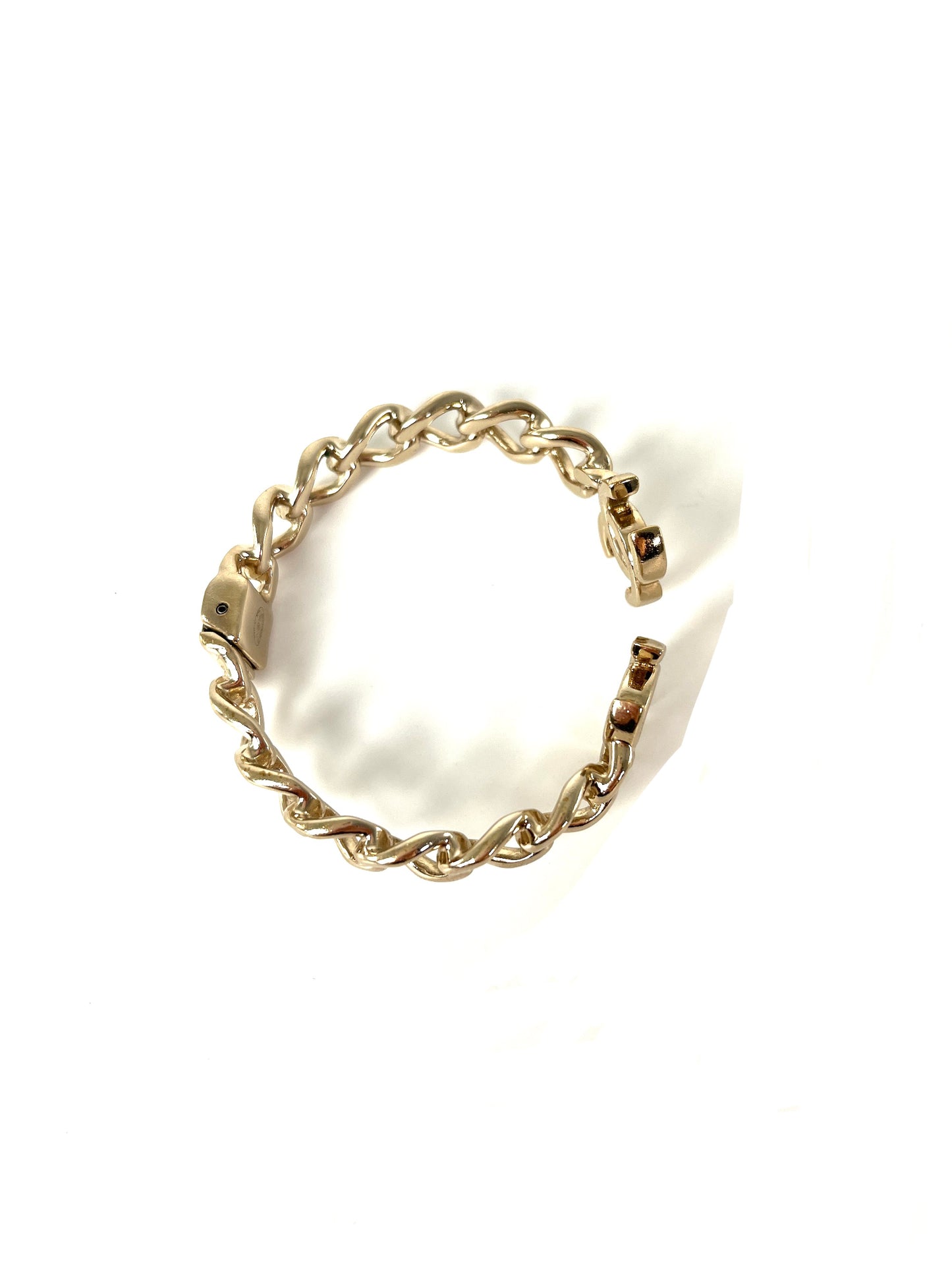 CHANEL 2022 CC Logo Light Gold Metal Cuff Bracelet