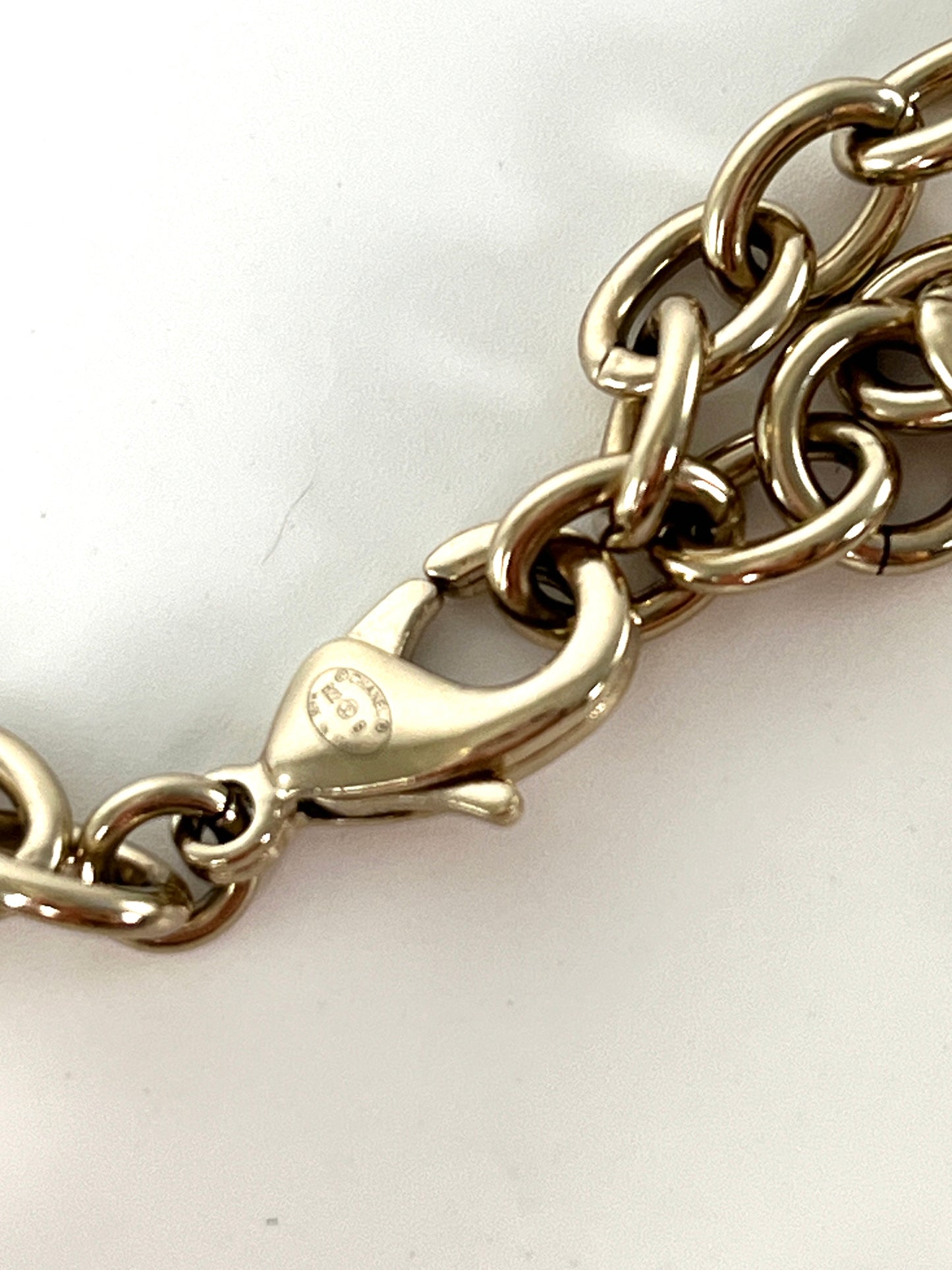 CHANEL 2022 CC Logo Light Gold Metal Charm Bracelet